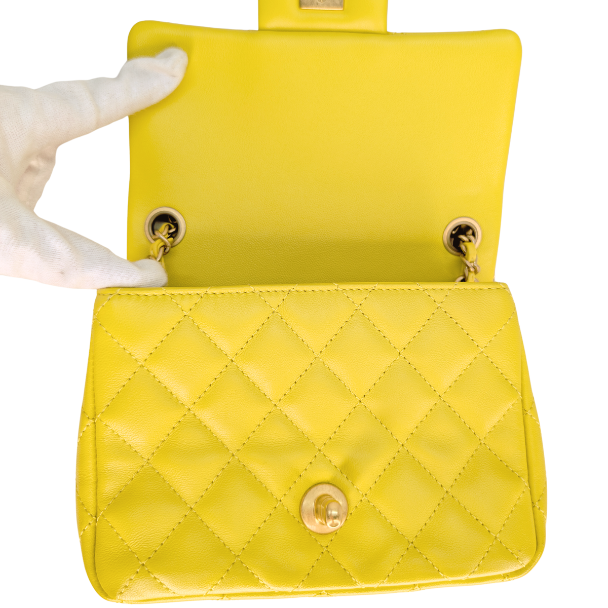 Chanel Pearl Crush Mini Flap Bag Yellow