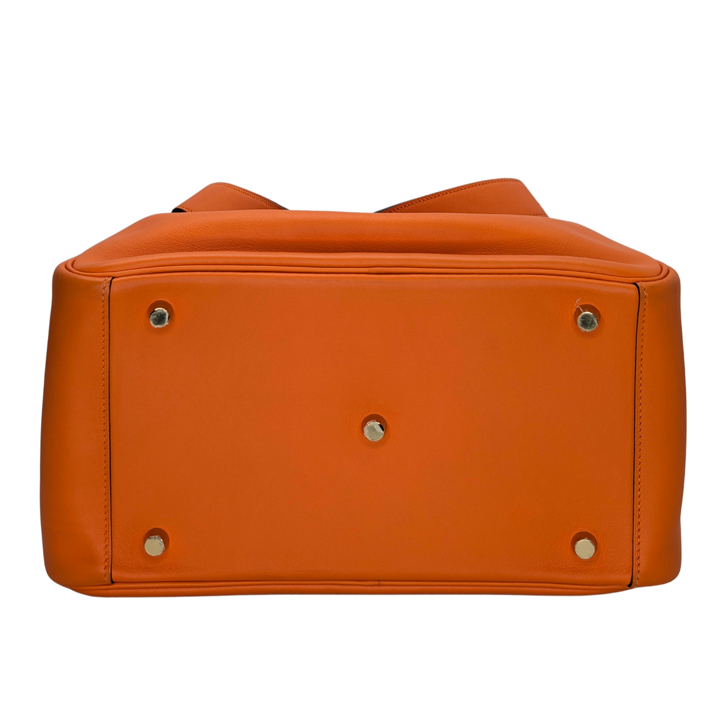 Hermes Lindy 30 جلد سويفت برتقالي أجهزة ذهبية X ختم