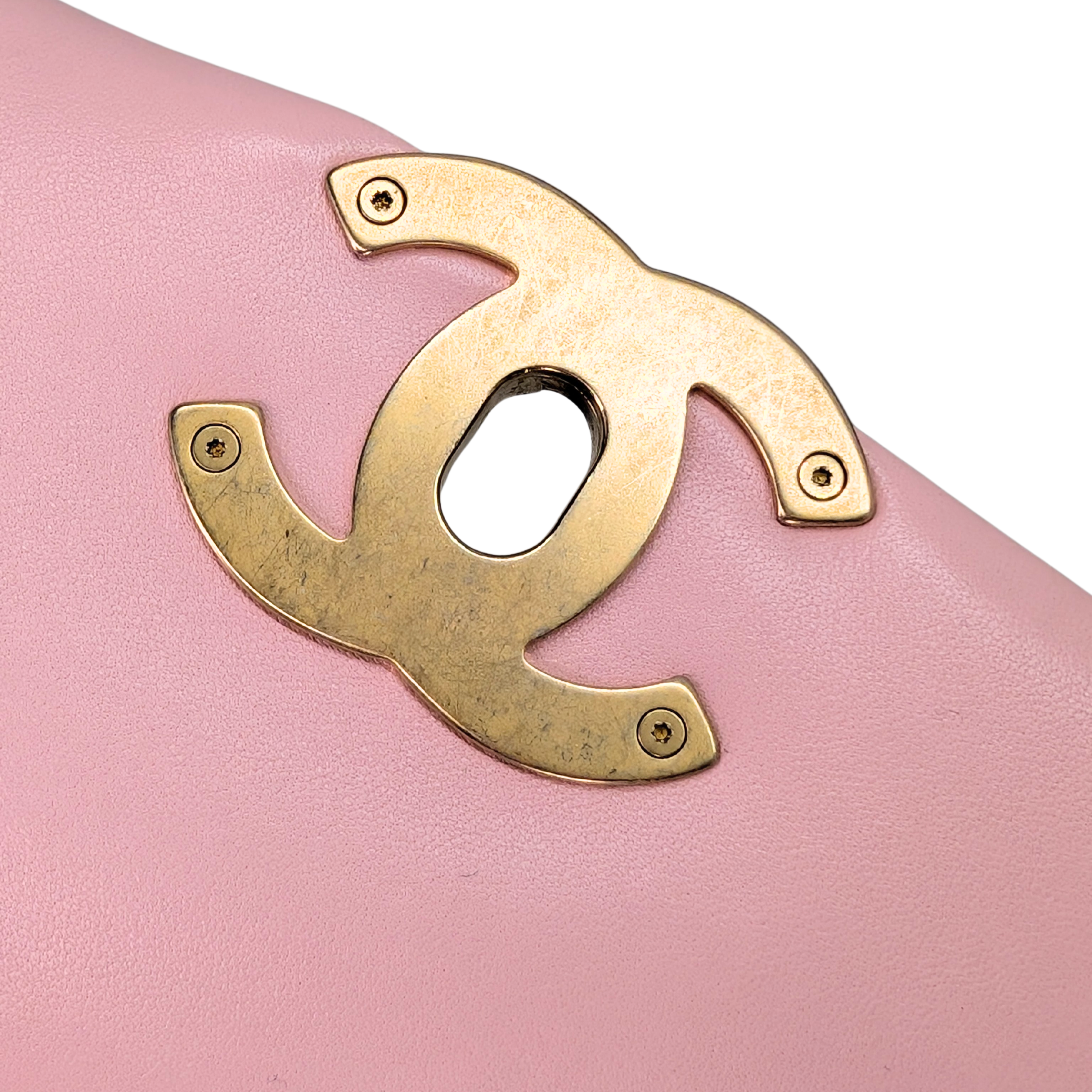 Chanel 19 Small Light Pink Lambskin Bag Microchip