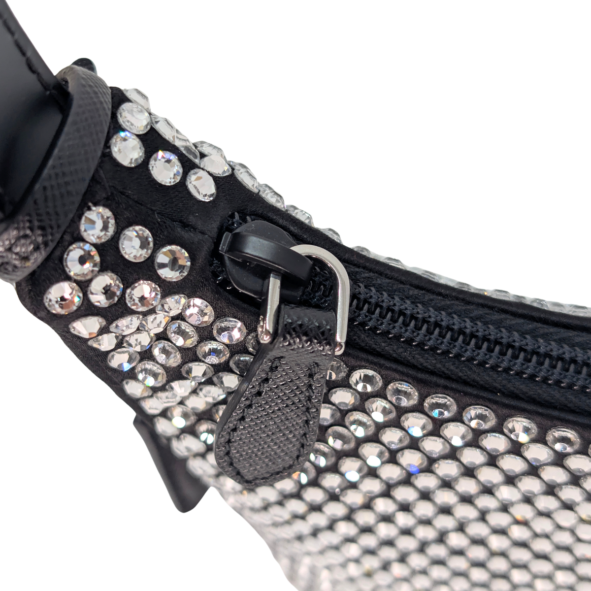 Black Prada Re-Edition Mini Satin Crystals Shoulder Bag