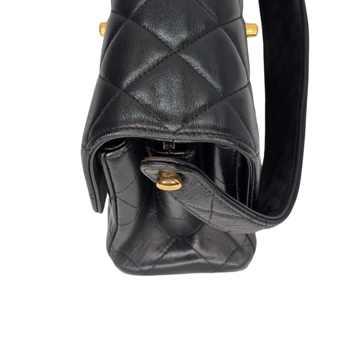 Chanel Lambskin Vintage Double Sided Classic Flap Handbag Black