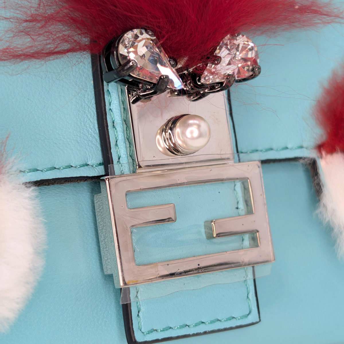 Fendi Micro Monster Baguette Light Blue Bag