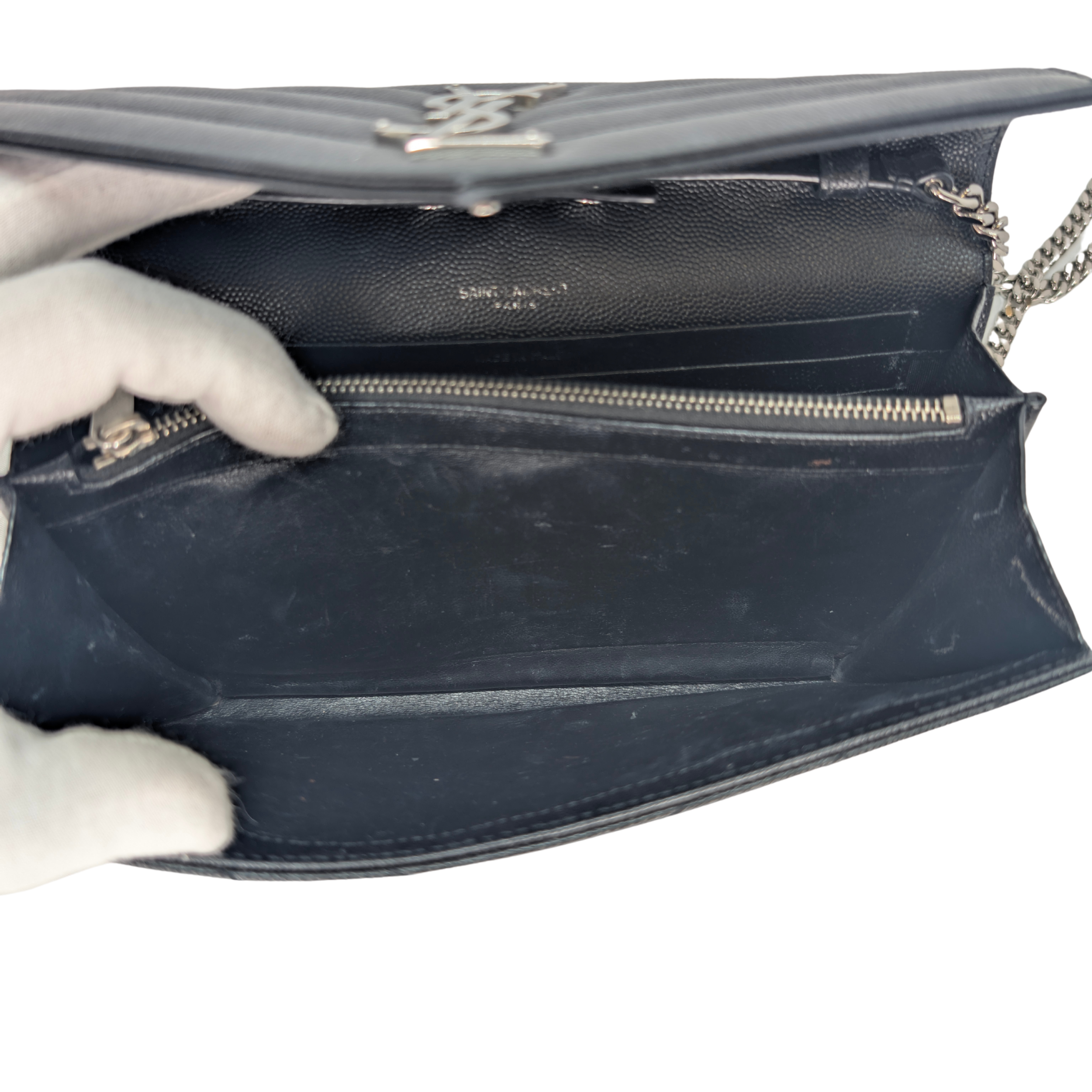 Saint Laurent Cassandra Envelope Wallet on Chain Black