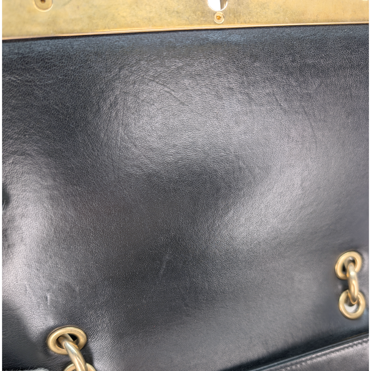 Chanel Chevron Lambskin Stitched Chain Top Handle Flap