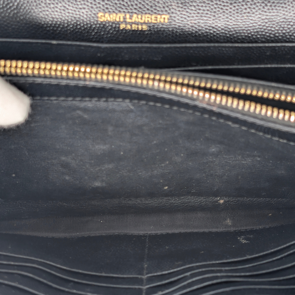 Saint Laurent Cassandre Envelope Chain Wallet Black