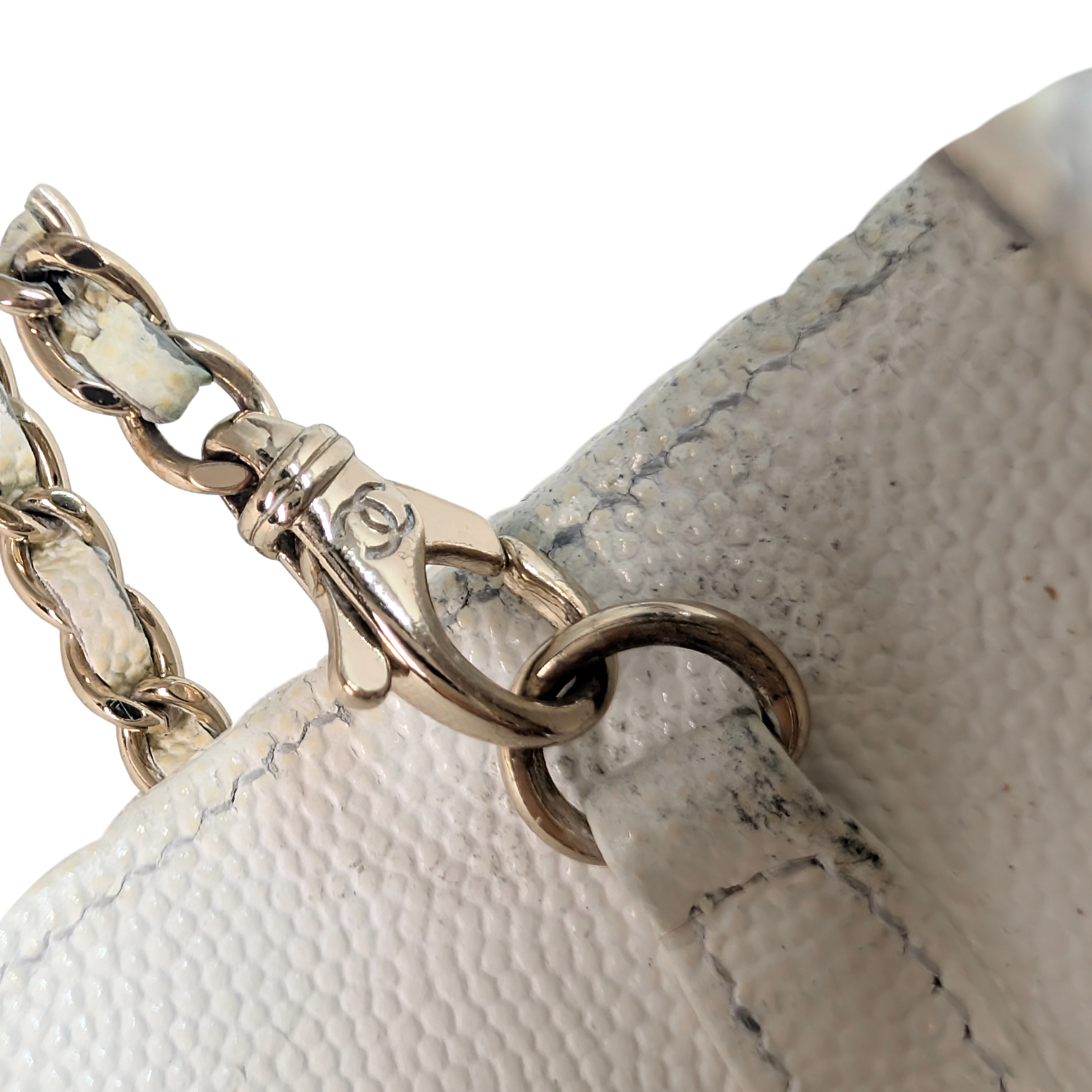 Chanel Quilted Caviar Sunglasses Case Bag White