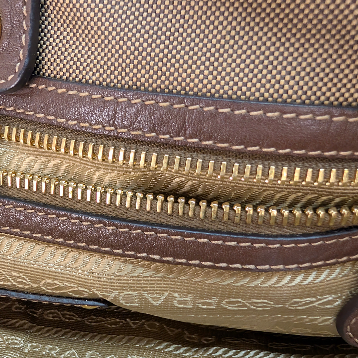 Prada Logo Jacquard Tote Bag Brown