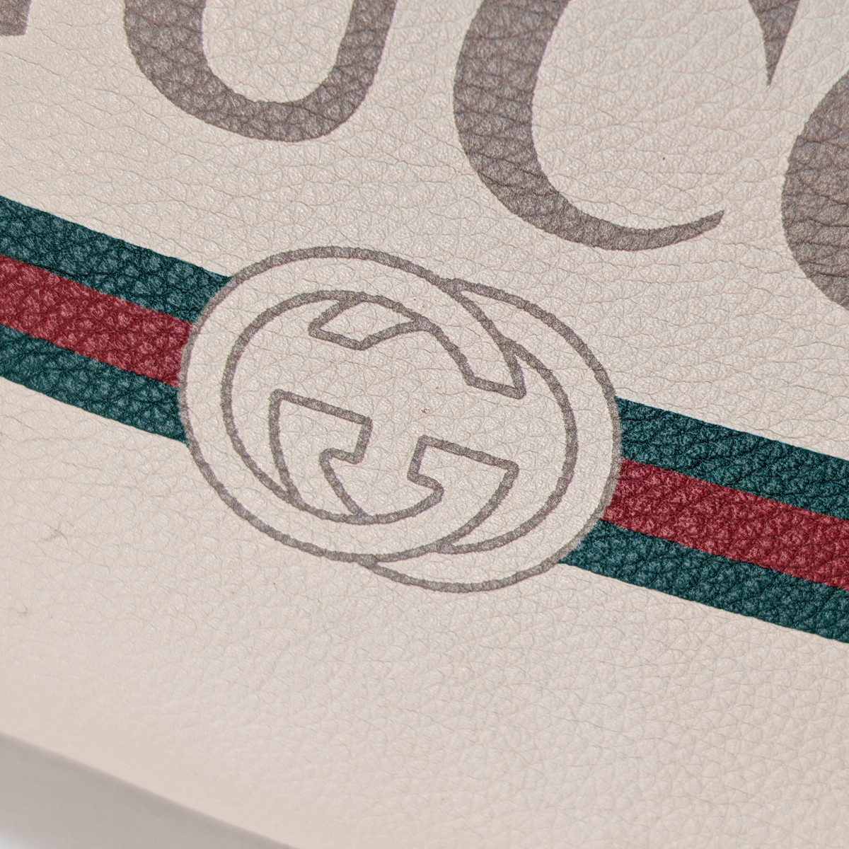 Gucci Grained Calfskin Logo Belt Bum Bag Beige