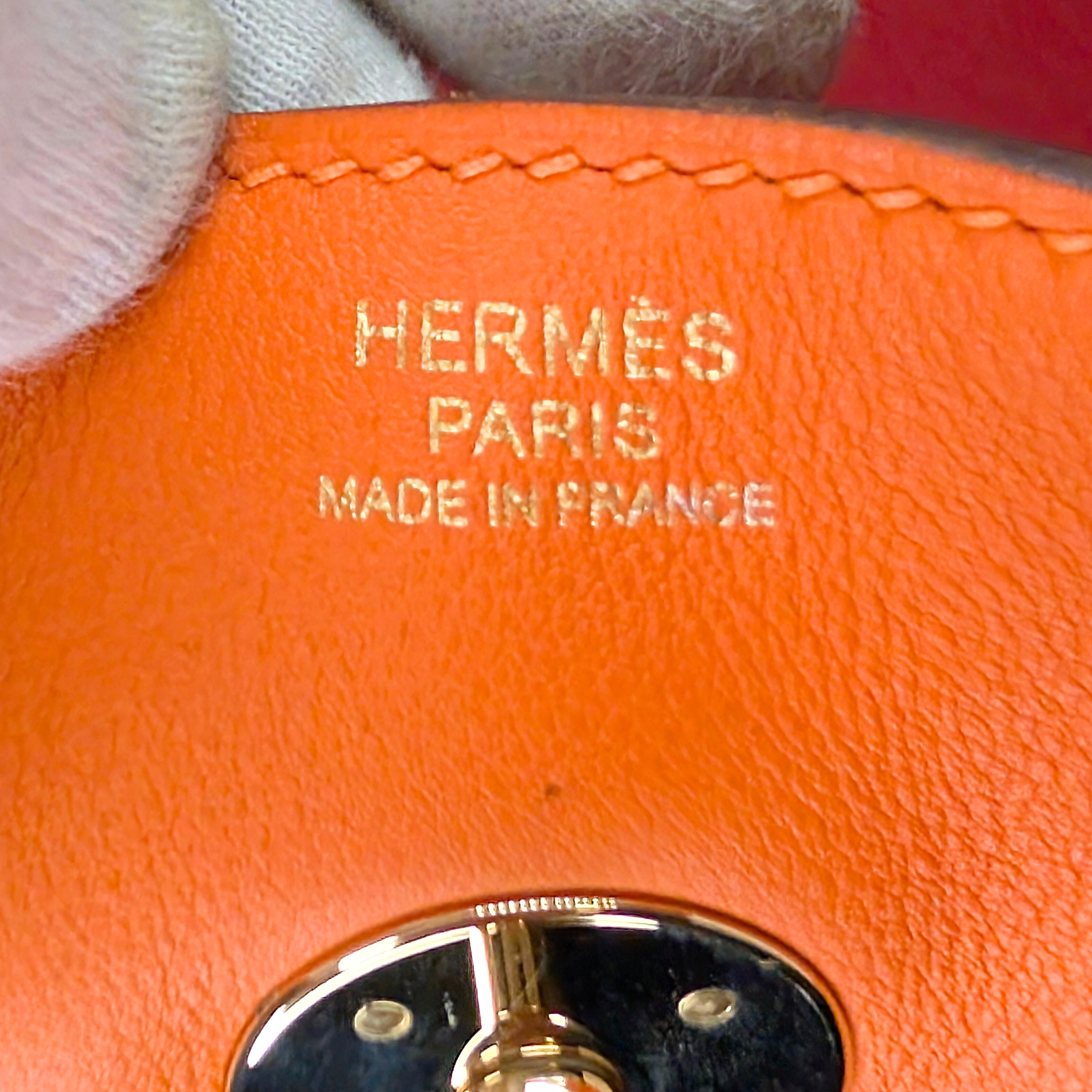 Hermes Lindy 30 جلد سويفت برتقالي أجهزة ذهبية X ختم