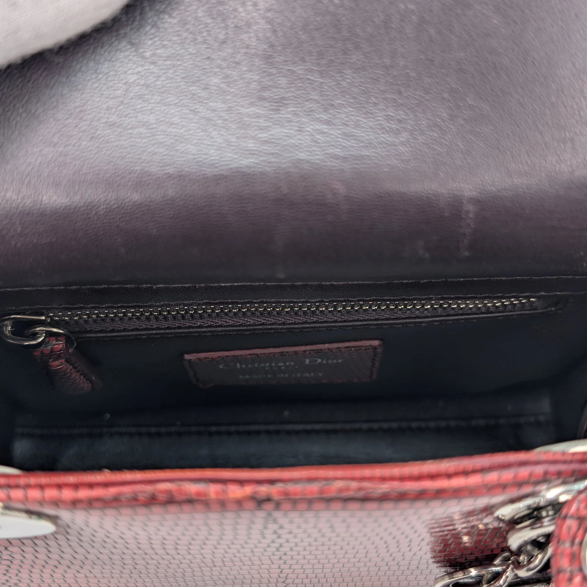 Christian Dior Mini Lady Dior Lizard Burgundy - Lost Designer