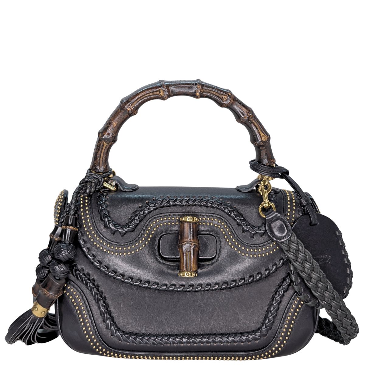 Gucci New Bamboo Top Handle Bag Black