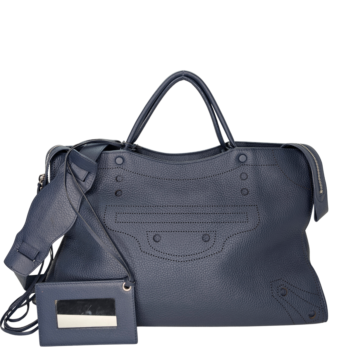 Balenciaga City Blackout Stud-Free Bag Navy