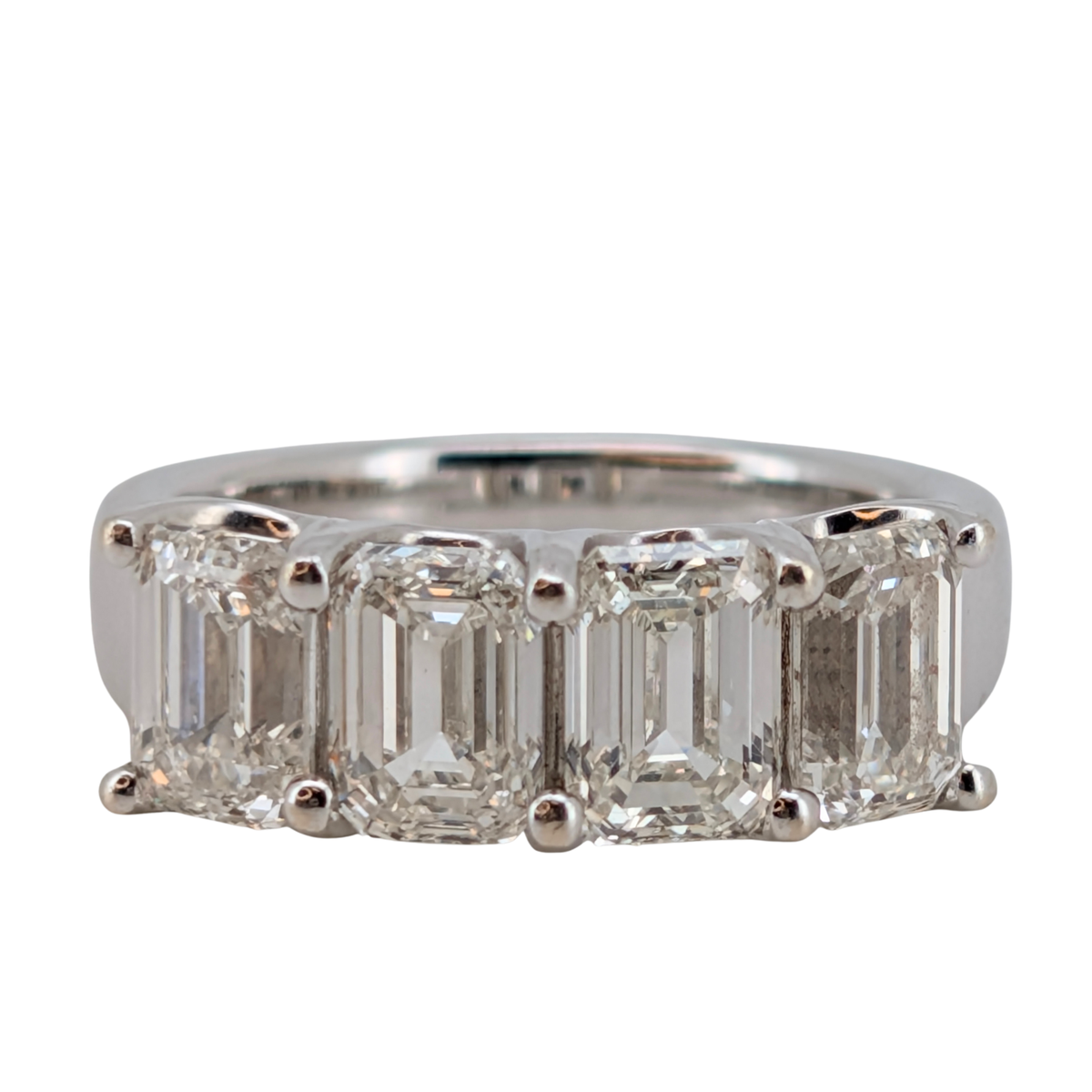 4.00Ct Natural Diamond  Emerald Cut Ring In 18K White Gold