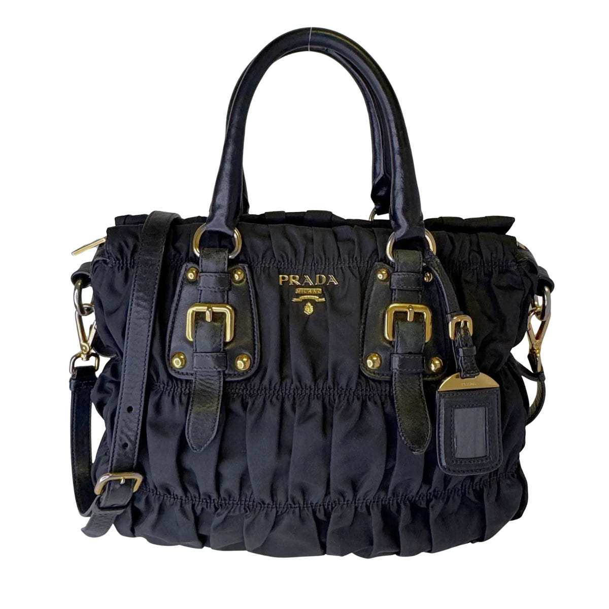 Prada Black Tessuto Nylon x Leather Tote Bag - Lost Designer