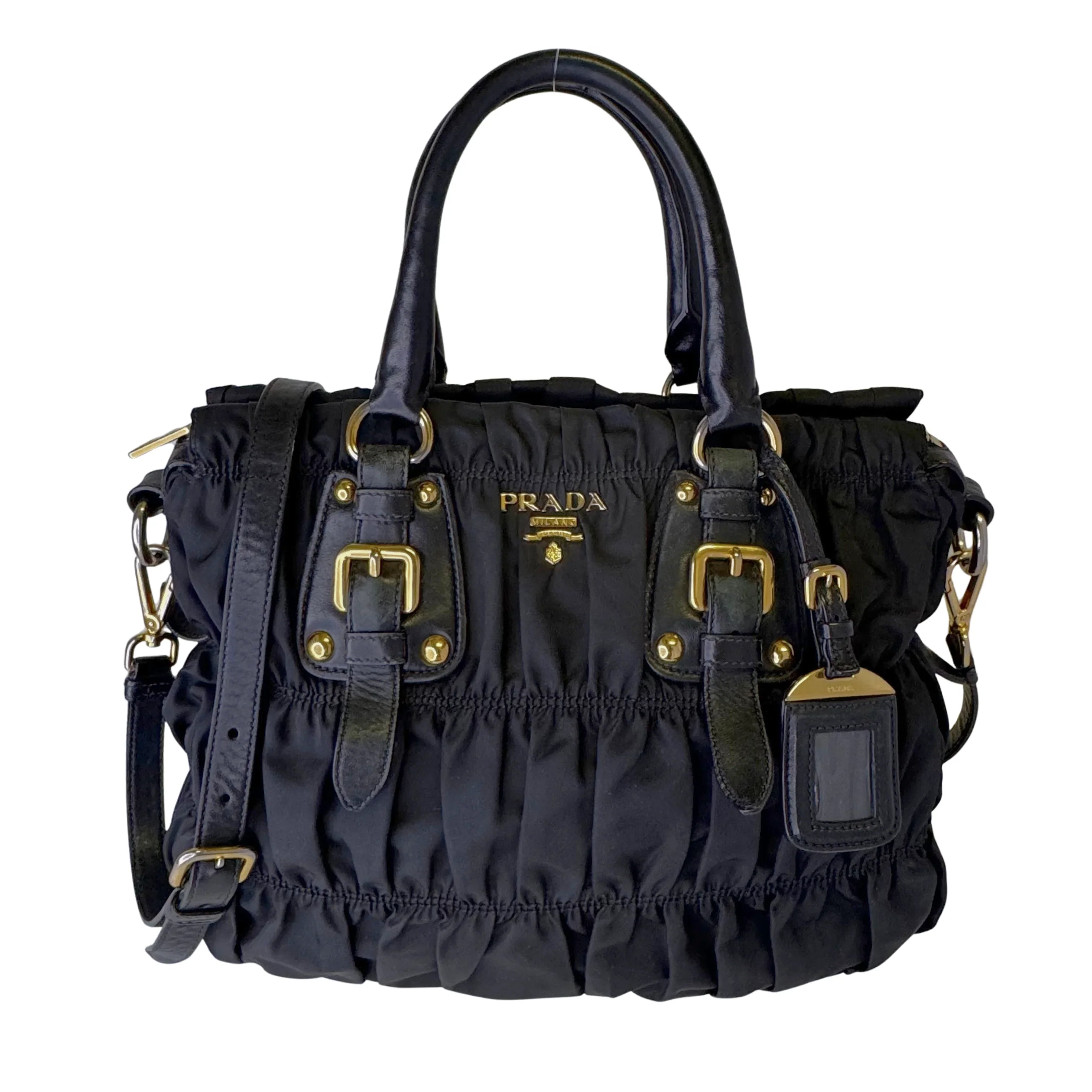 Prada Black Tessuto Nylon x Leather Tote Bag - Lost Designer