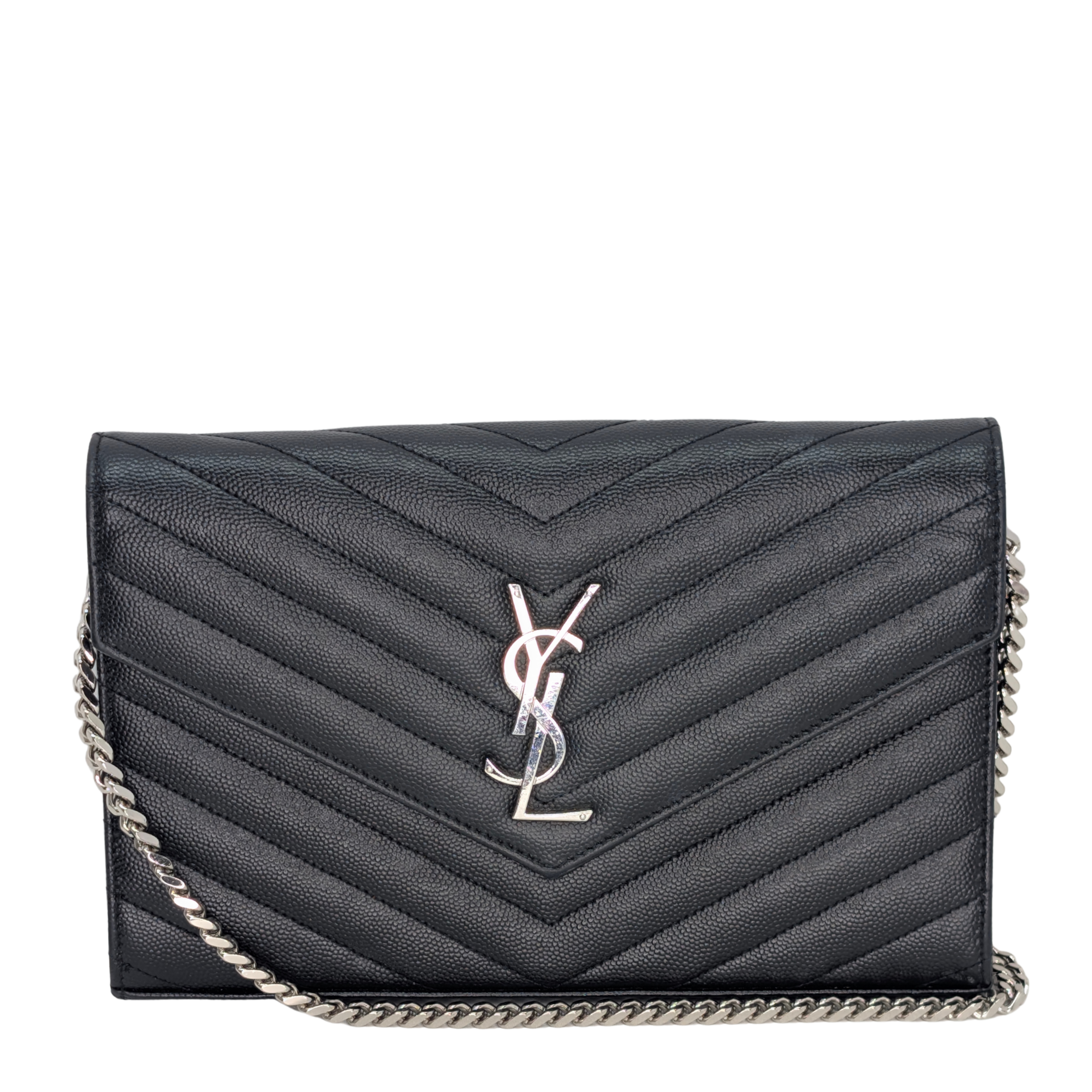 Saint Laurent Cassandra Envelope Wallet on Chain Black