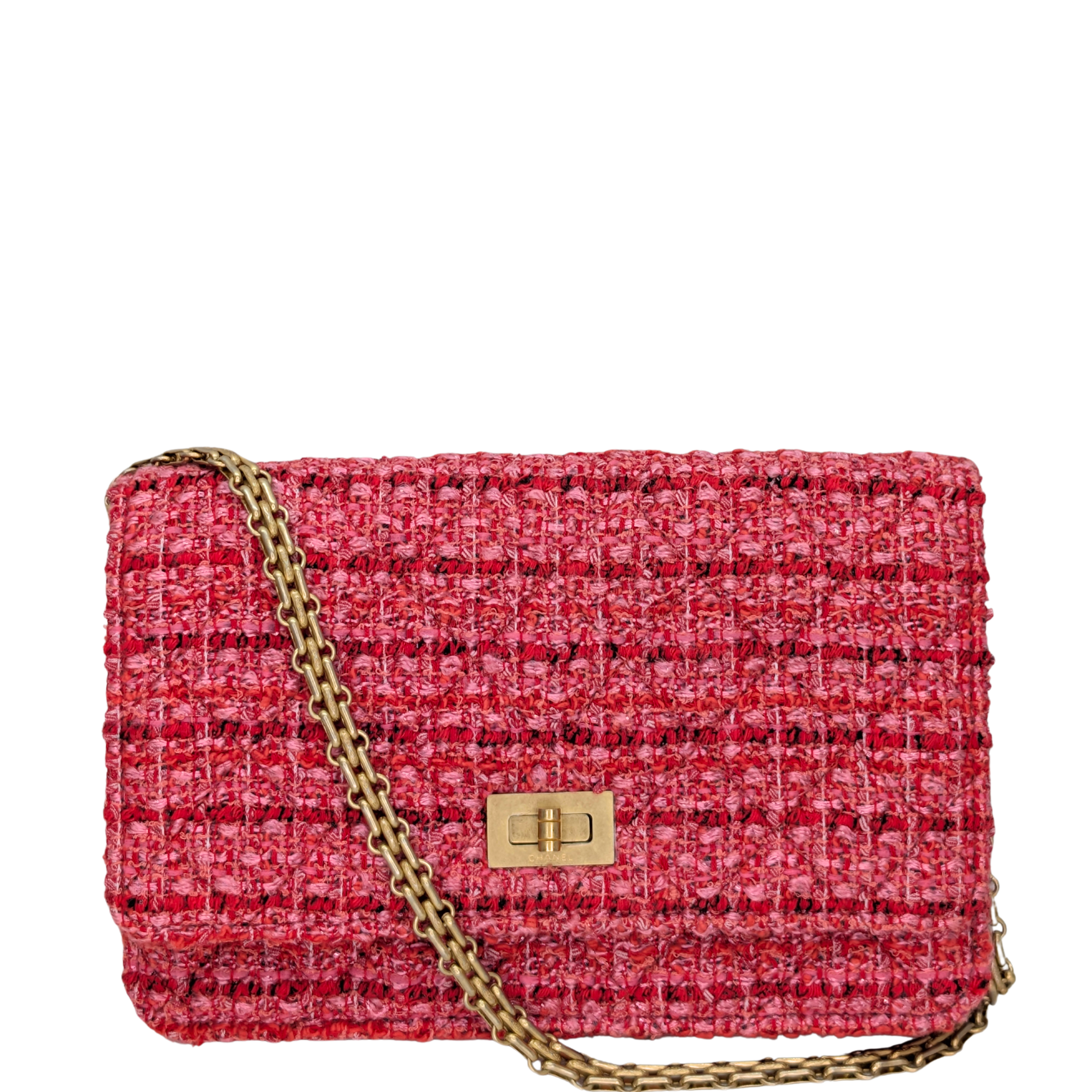 Chanel 2.55 Reissue Tweed Wallet on Chain Pink