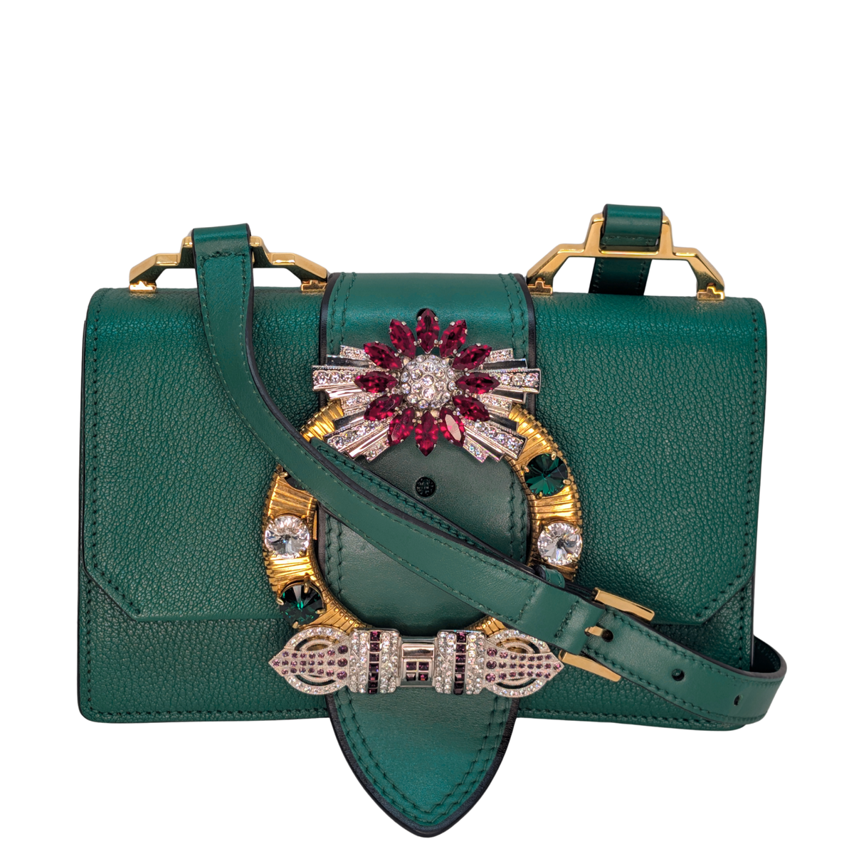 Miu Miu Madras Crystal Embellished Crossbody Bag