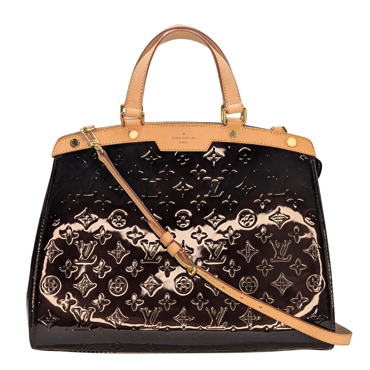 Louis Vuitton Amarante Monogram Brea Vernis GM Handbag Burgundy