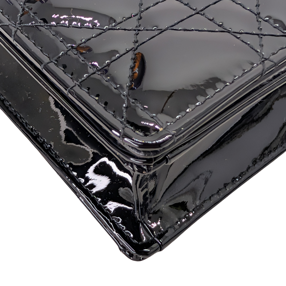 حقيبة ديور ليدي ديور بوش جلد الكناج الأسود اللامع