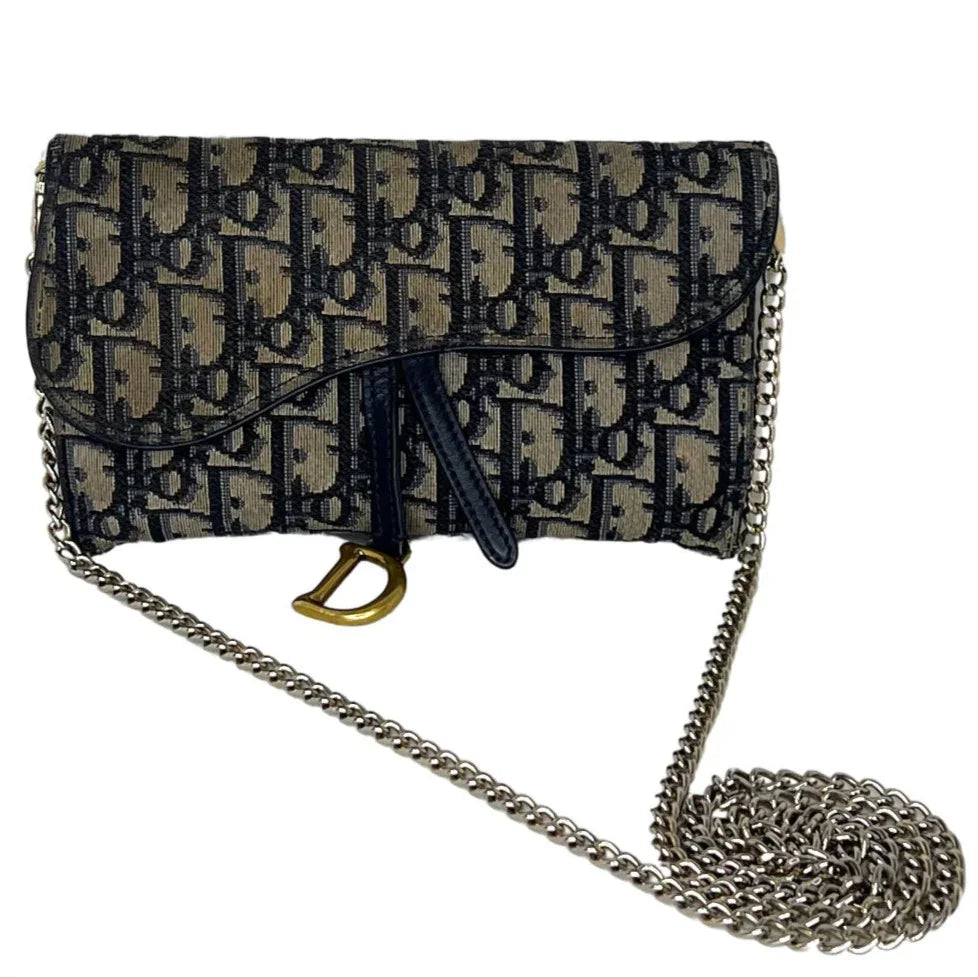 Dior Saddle Wallet on Chain Oblique Jacquard Crossbody Bag - Lost Designer
