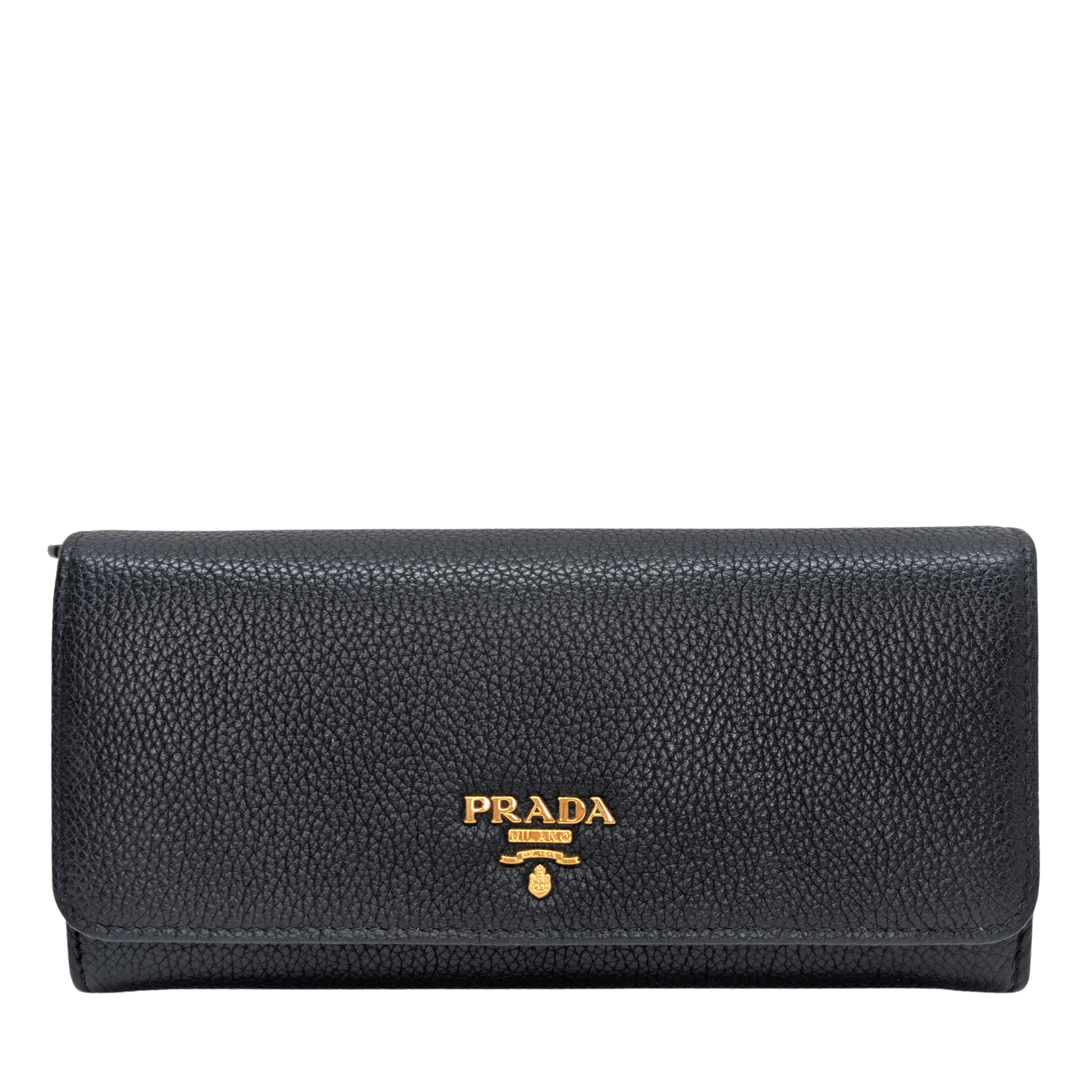 Prada Vitello Grain Nero Long Wallet