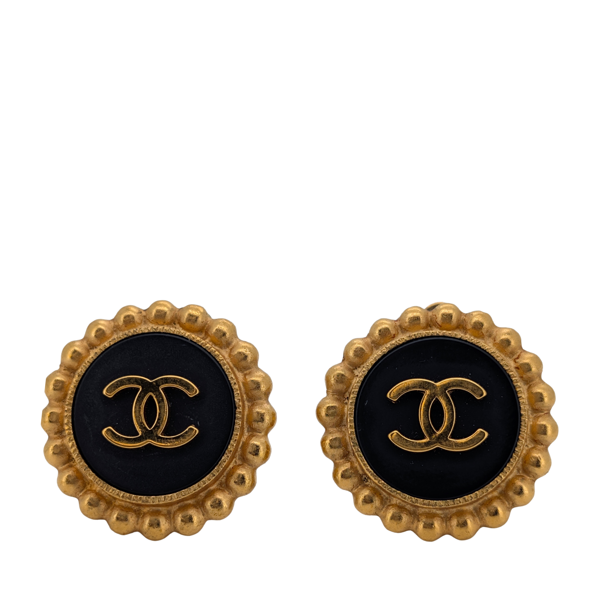 Chanel Vintage COCO Mark Button Clip On Earrings