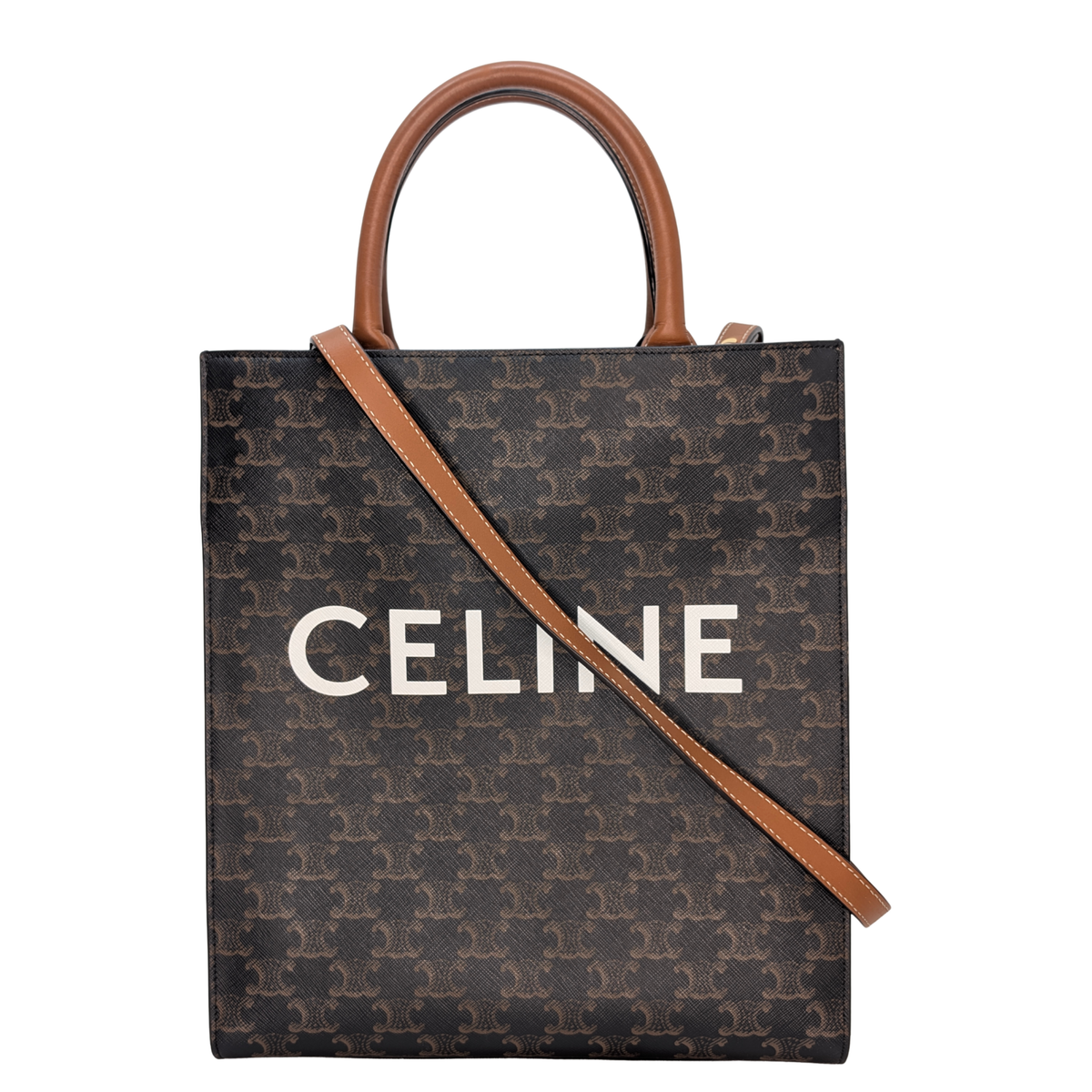 Celine Small Vertical Cabas Tote Bag Triomphe Canvas