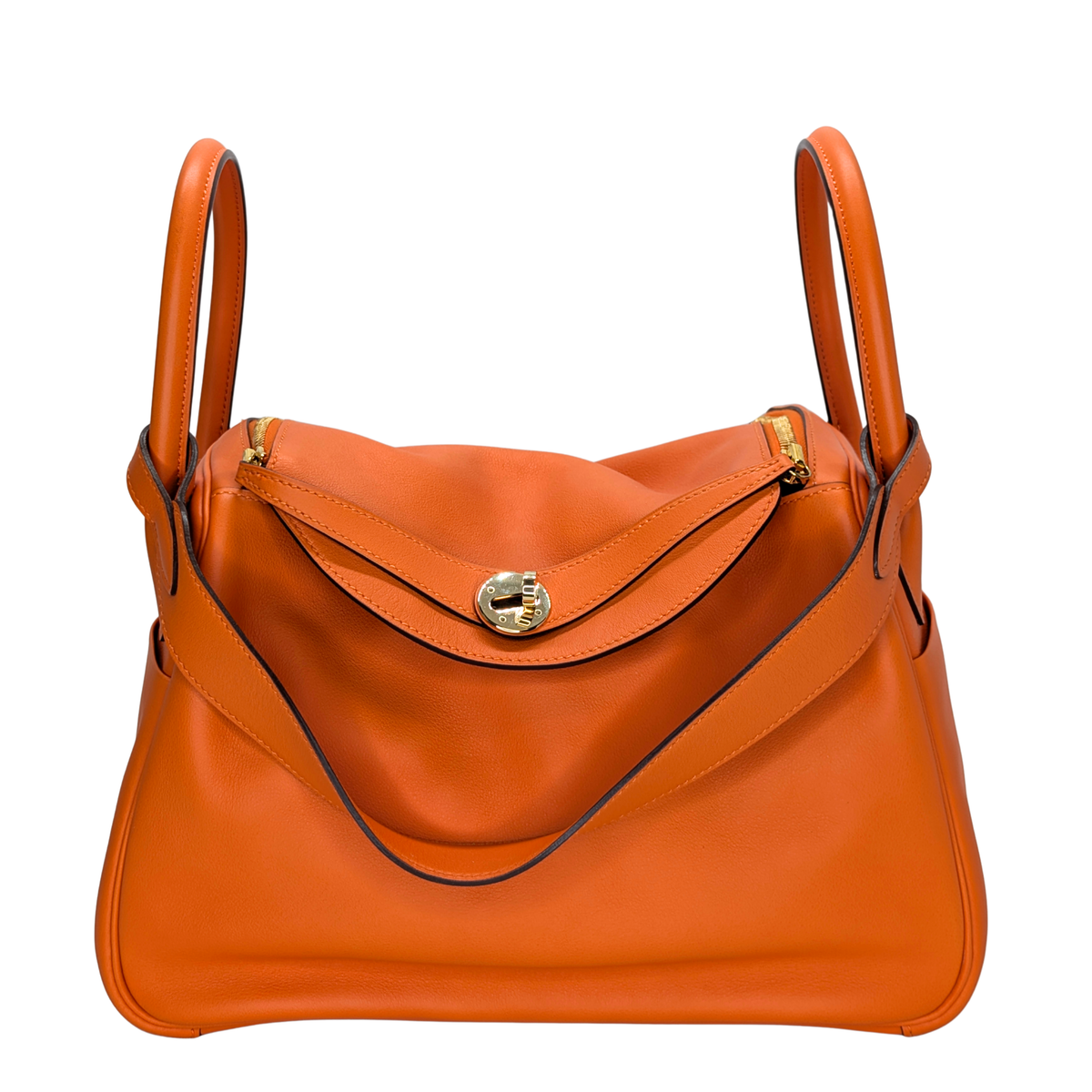 Hermes Lindy 30 جلد سويفت برتقالي أجهزة ذهبية X ختم