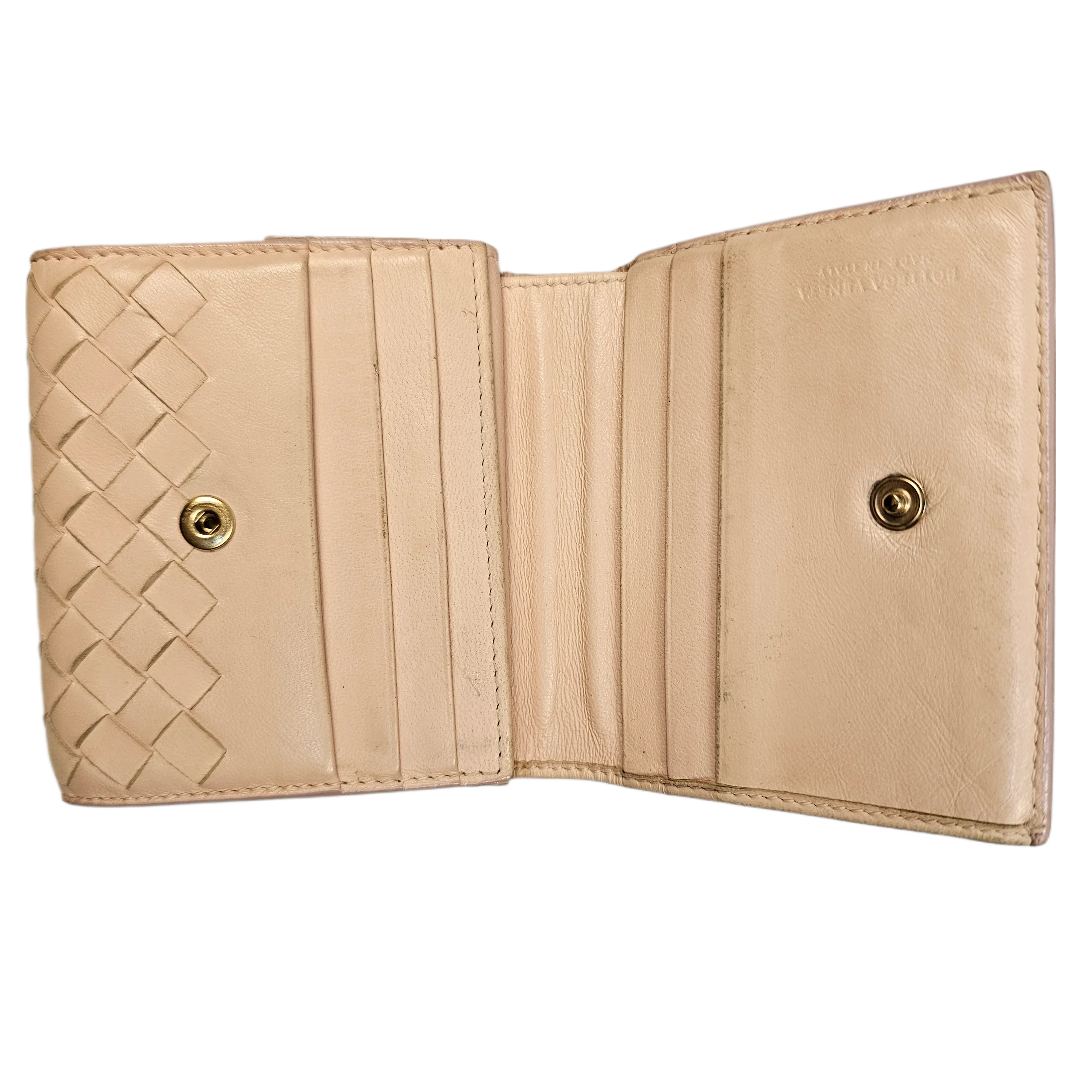 Bottega Veneta Intrecciato Beige Leather Wallet - Lost Designer