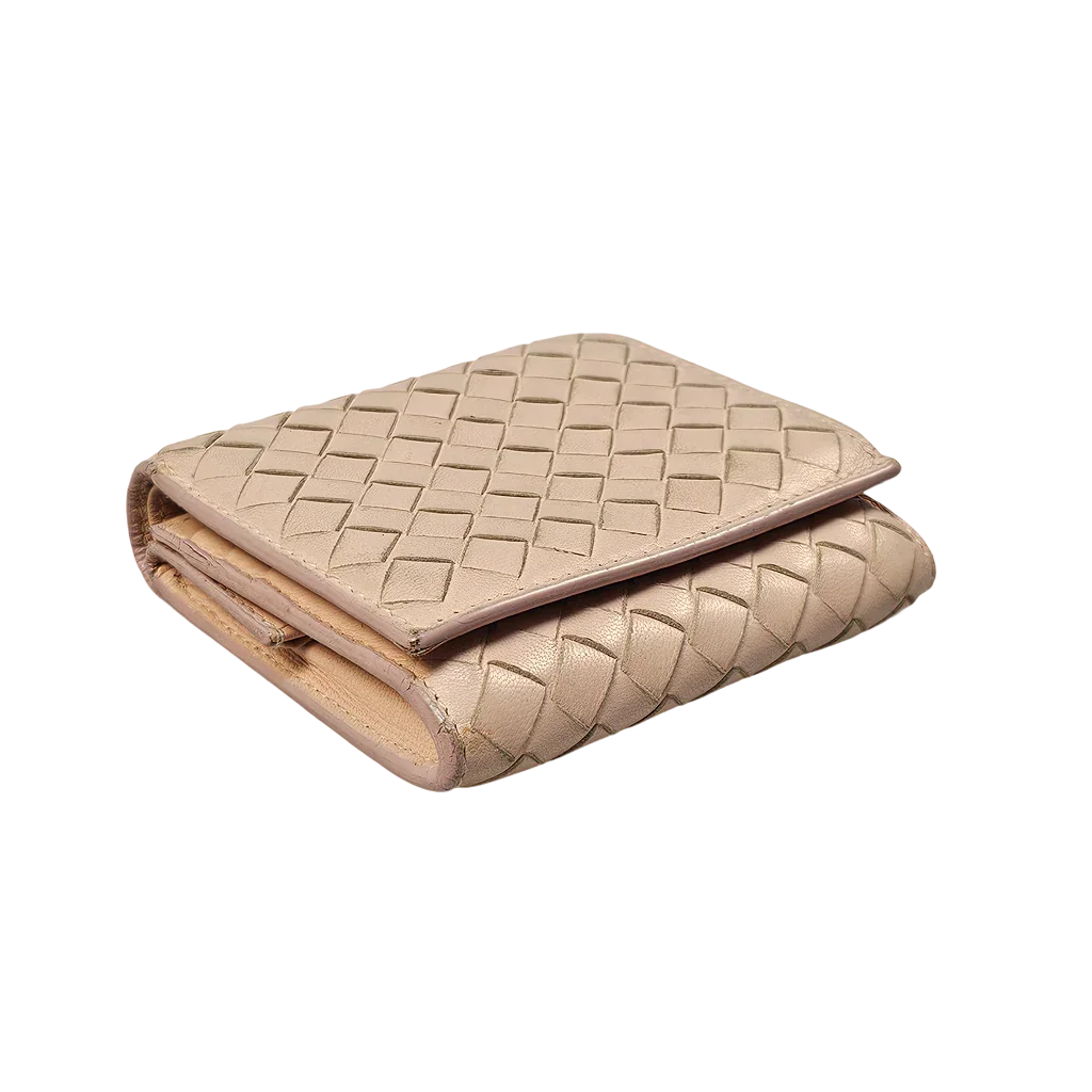 Bottega Veneta Intrecciato Beige Leather Wallet - Lost Designer