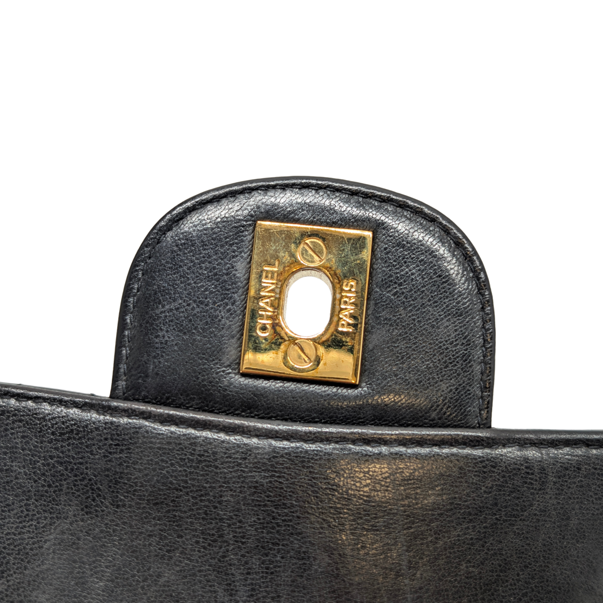 Chanel Lambskin Vintage Double Sided Classic Flap Handbag Black