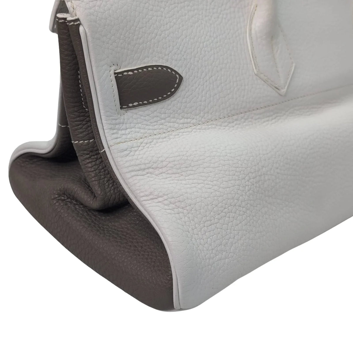 Hermès Birkin Shoulder 42 White Etoupe Clemence Palladium Hardware □J Stamp - Lost Designer