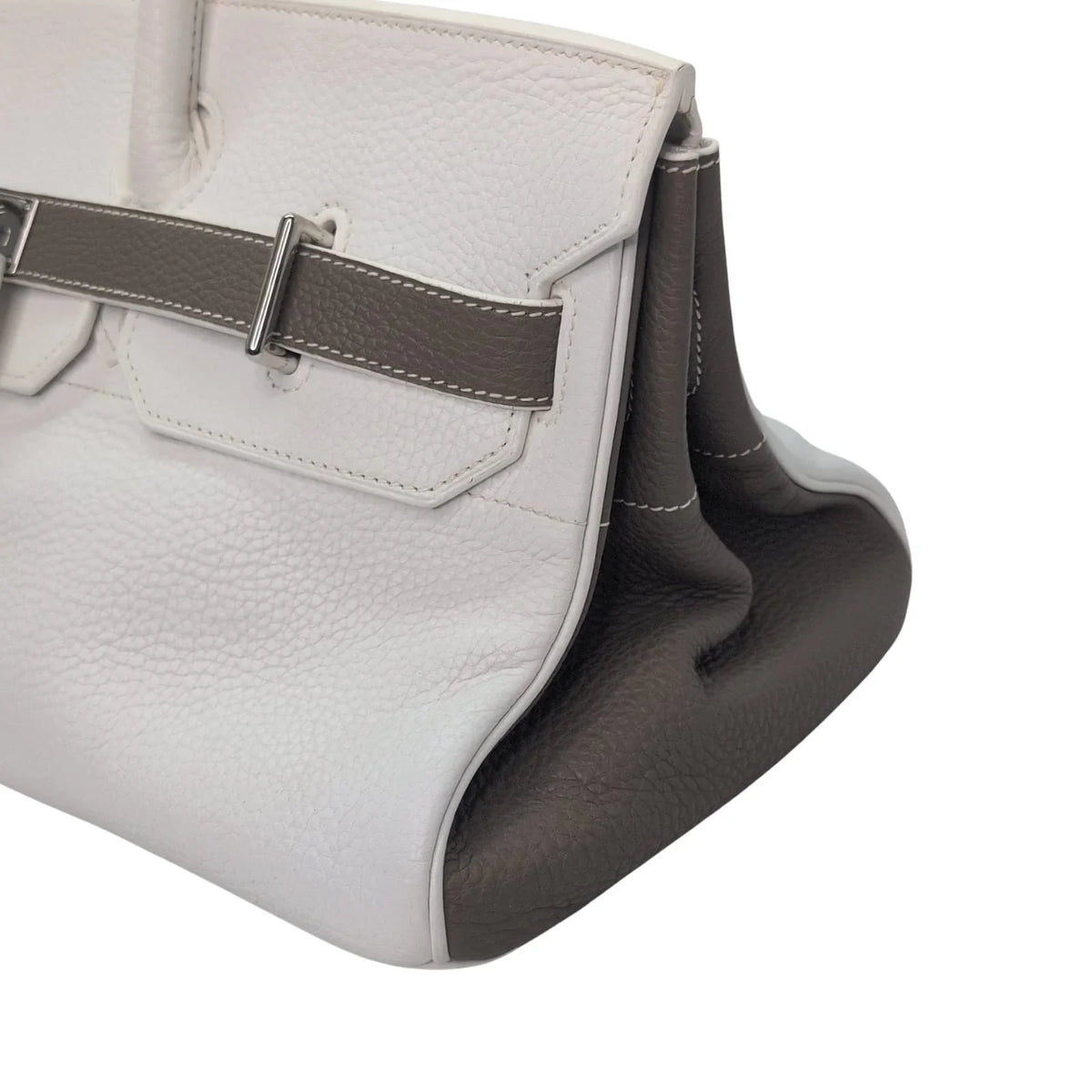 Hermès Birkin Shoulder 42 White Etoupe Clemence Palladium Hardware □J Stamp - Lost Designer