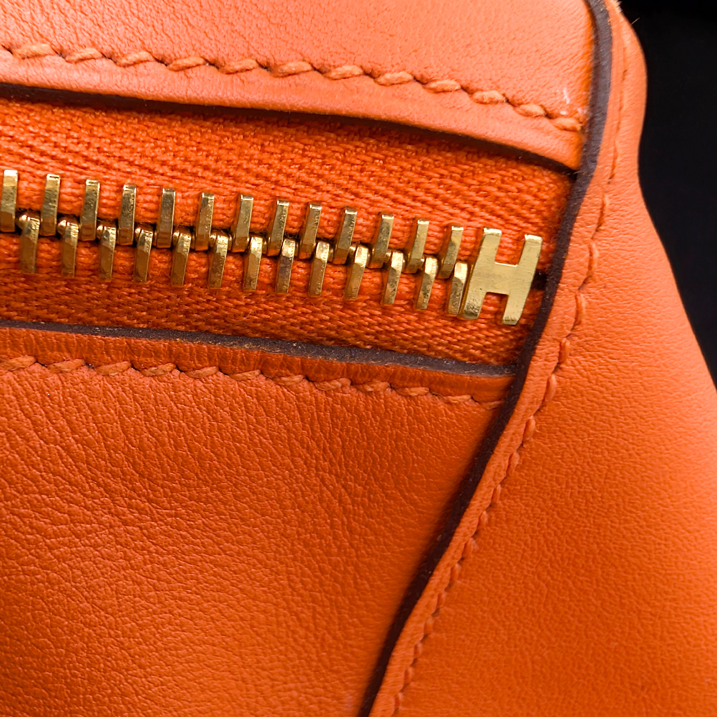 Hermes Lindy 30 جلد سويفت برتقالي أجهزة ذهبية X ختم