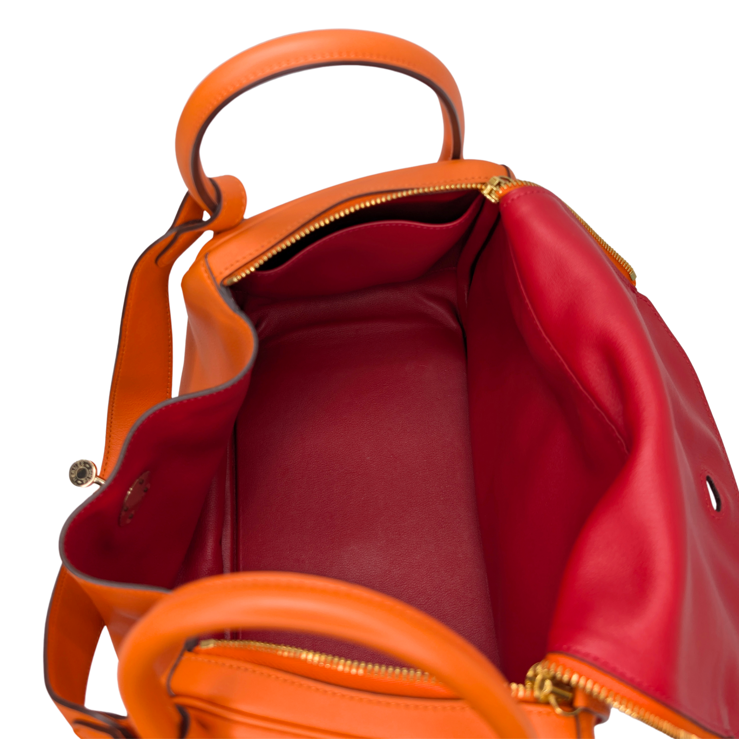 Hermes Lindy 30 جلد سويفت برتقالي أجهزة ذهبية X ختم