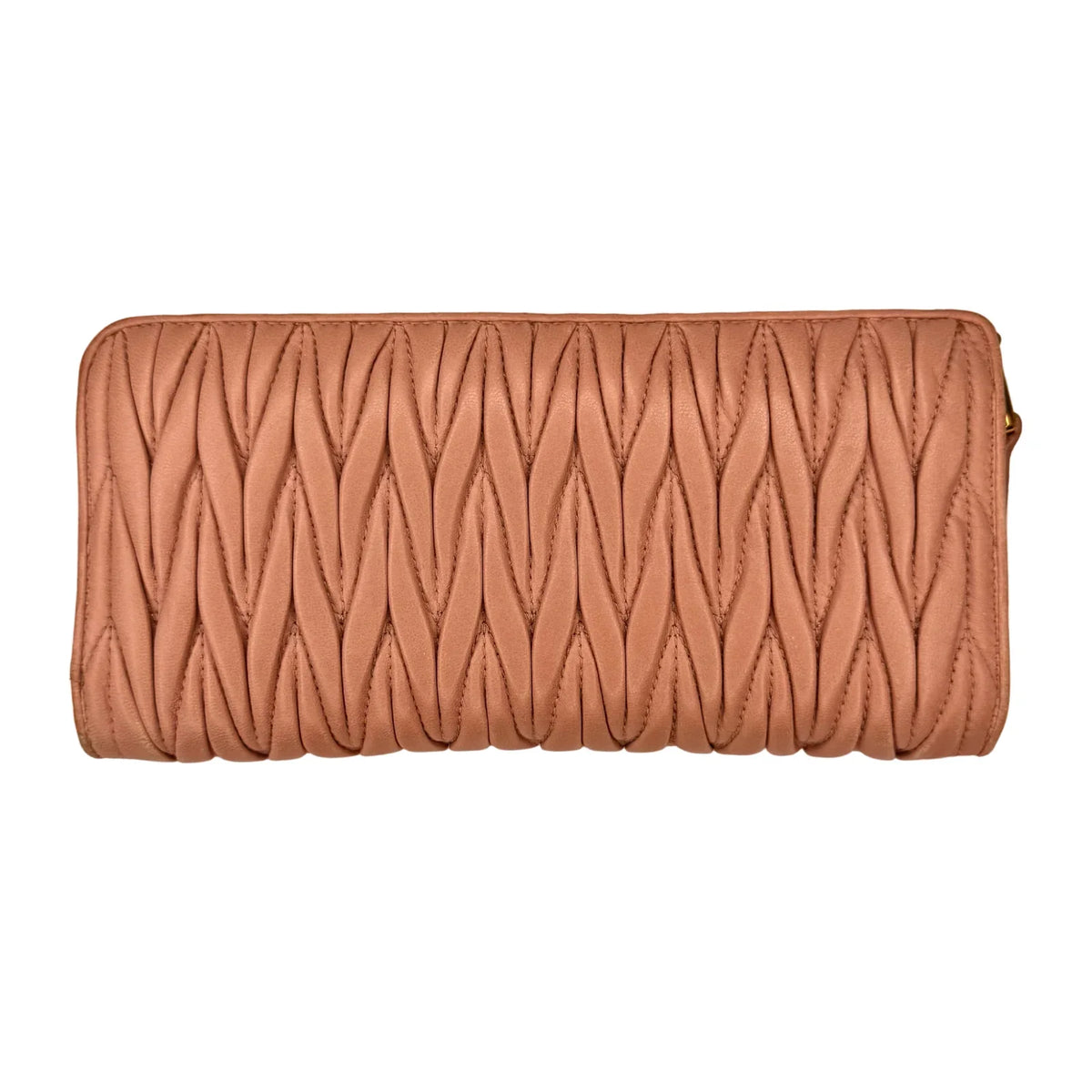 Miu Miu Matelassé Zip Around Wallet – Powdered Pink - Lost Designer