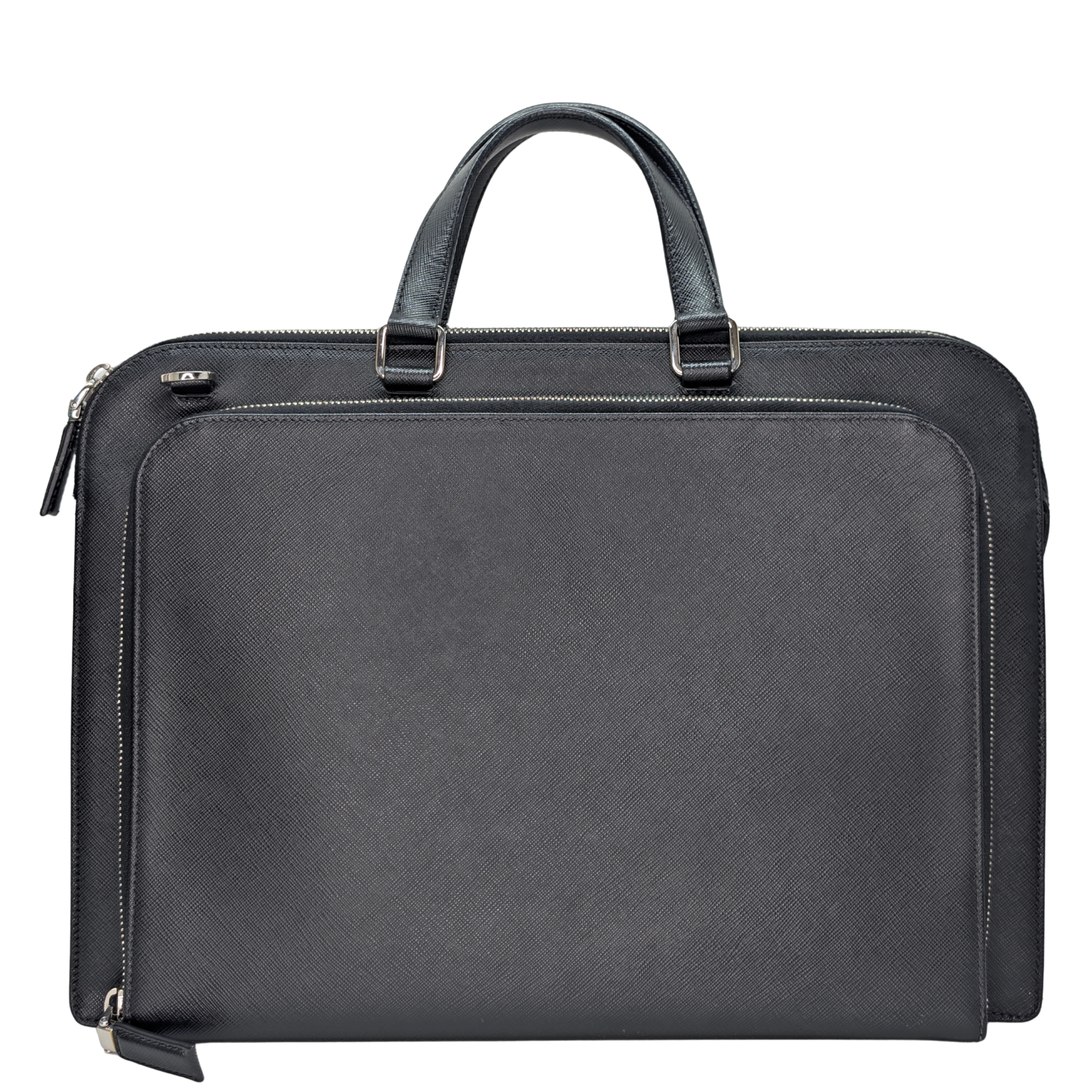 Prada Saffiano Leather Travel Briefcase Bag Black
