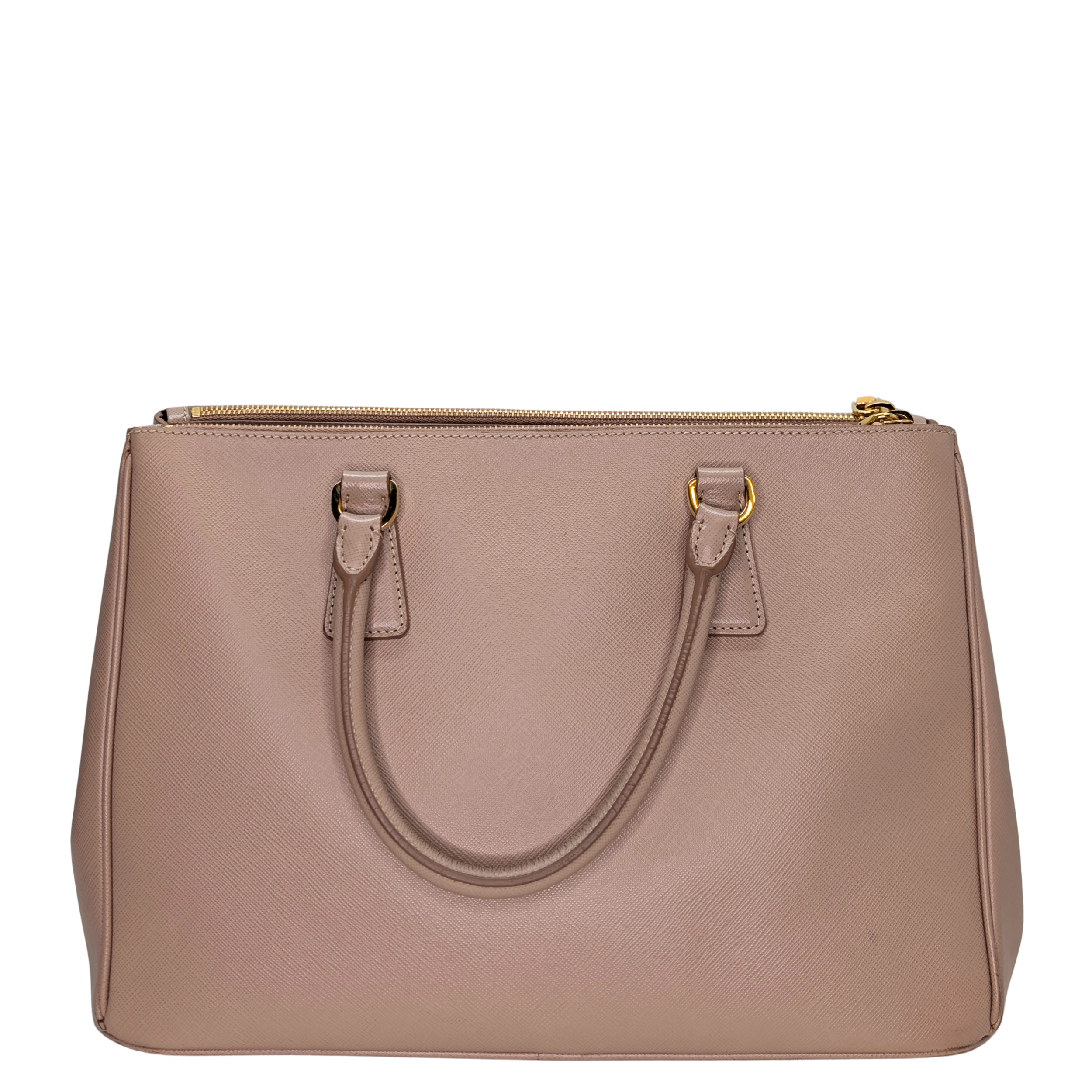 Prada Saffiano Medium Galleria Lux Double Zip Tote Cammeo