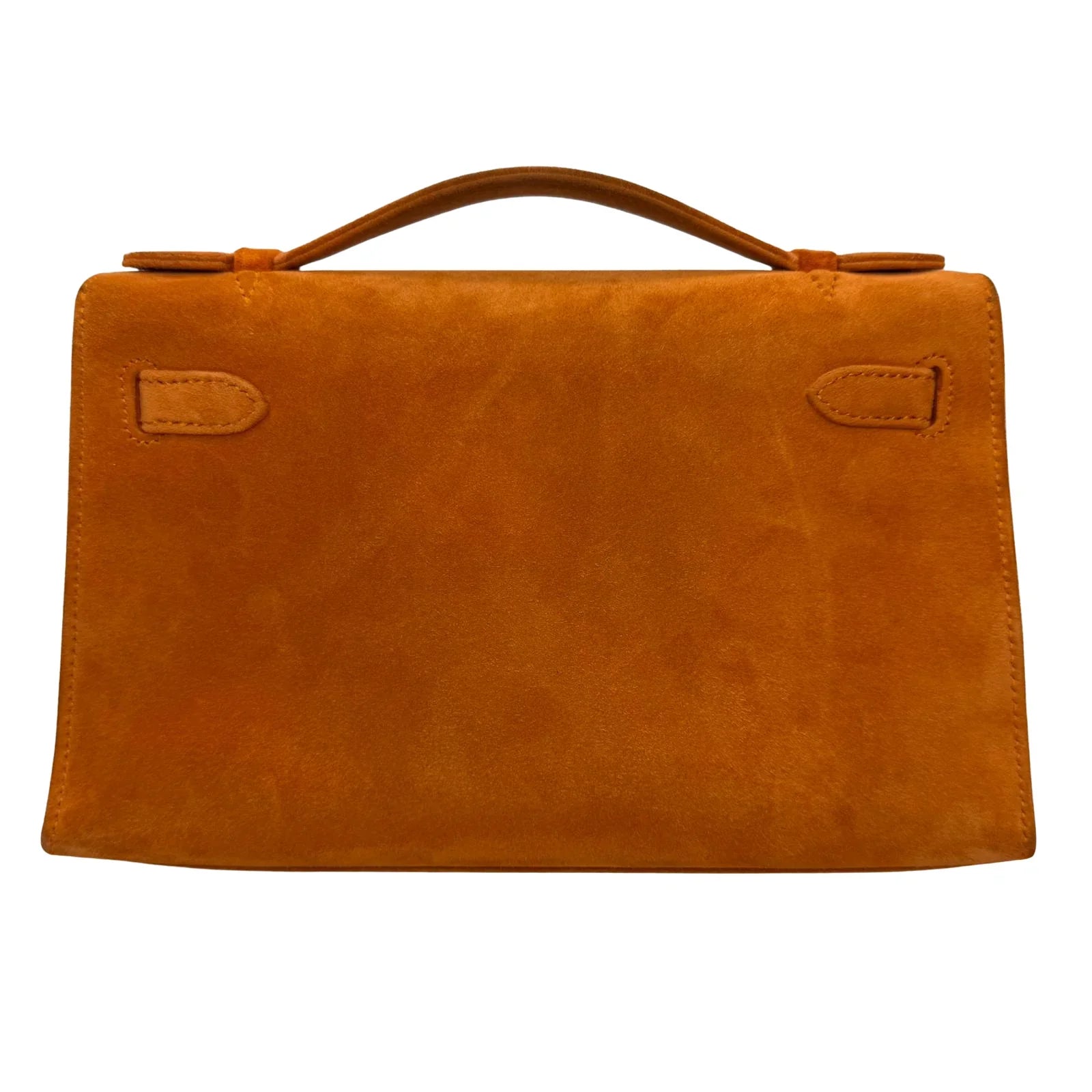 Hermès Kelly Pochette Orange H Veau Doblis Suede PWH ☐ I Stamp - Lost Designer