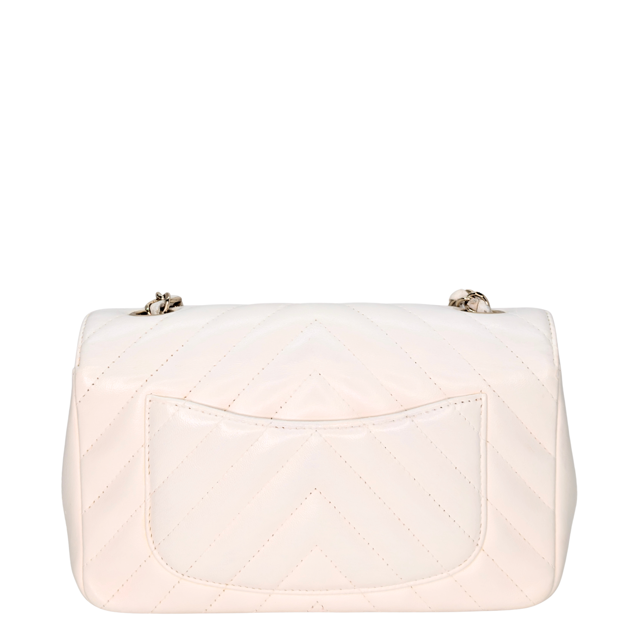Chanel Mini Flap Bag Chevron lambskin White
