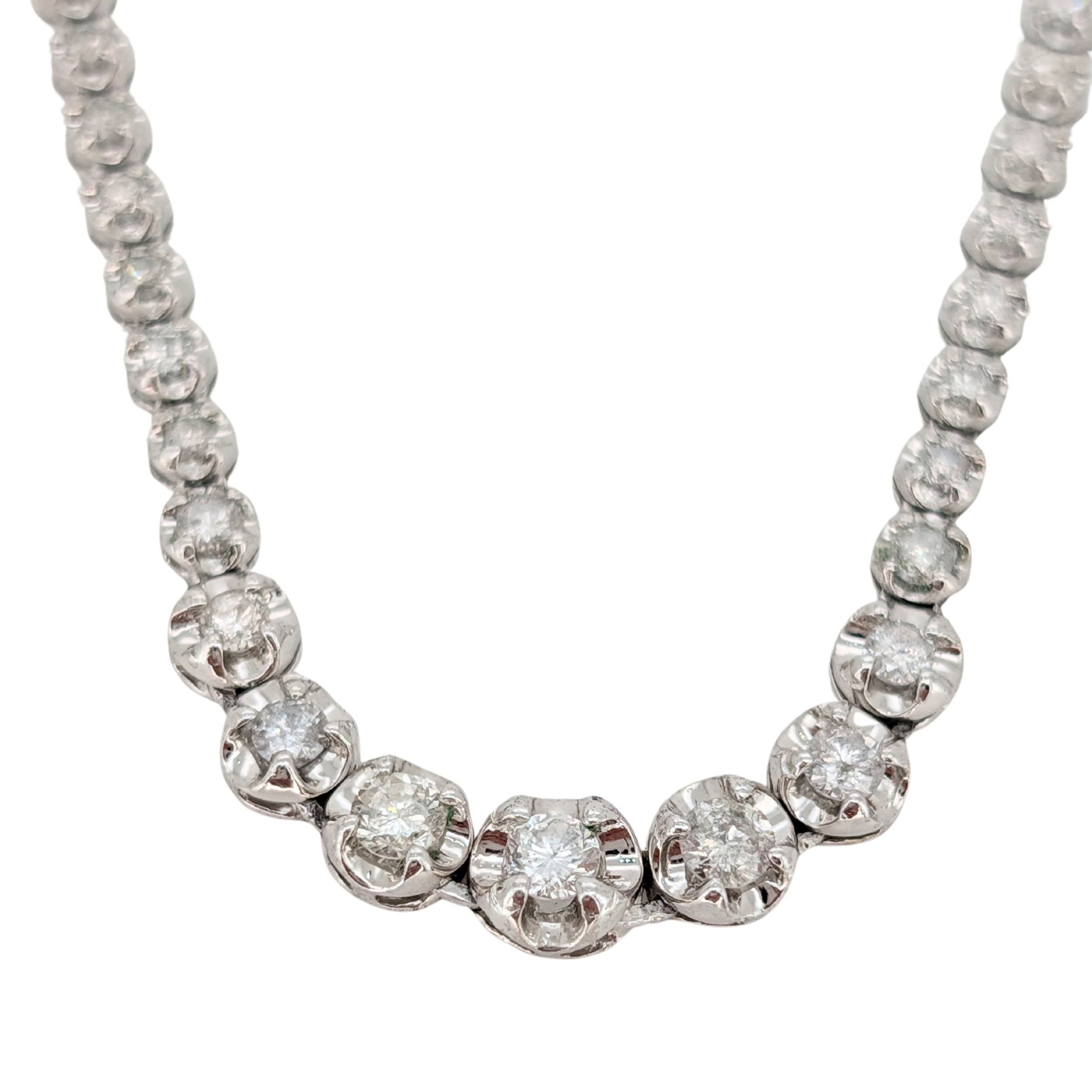 3.00Ct Natural Diamond Tennis Necklace on Platinum