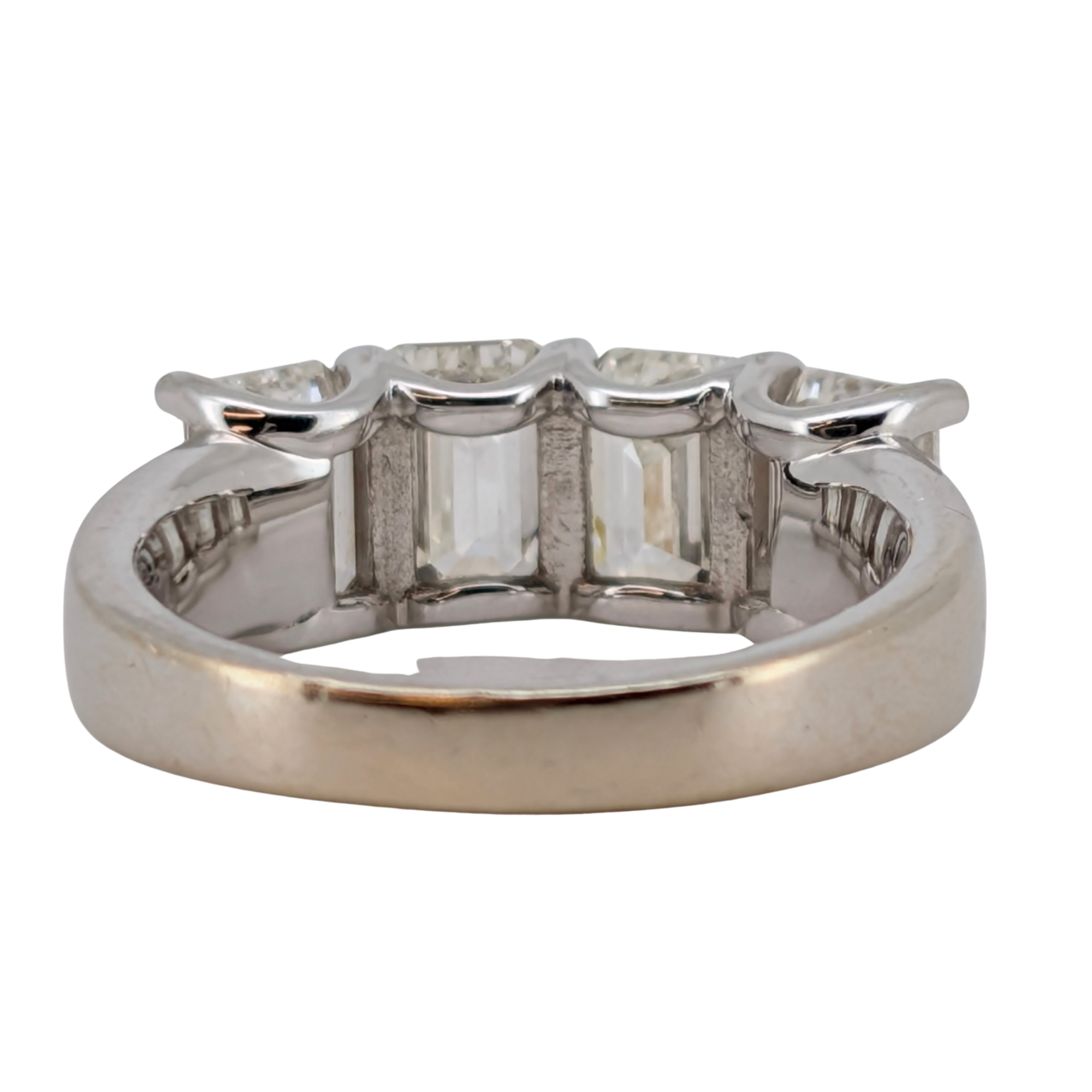4.00Ct Natural Diamond  Emerald Cut Ring In 18K White Gold