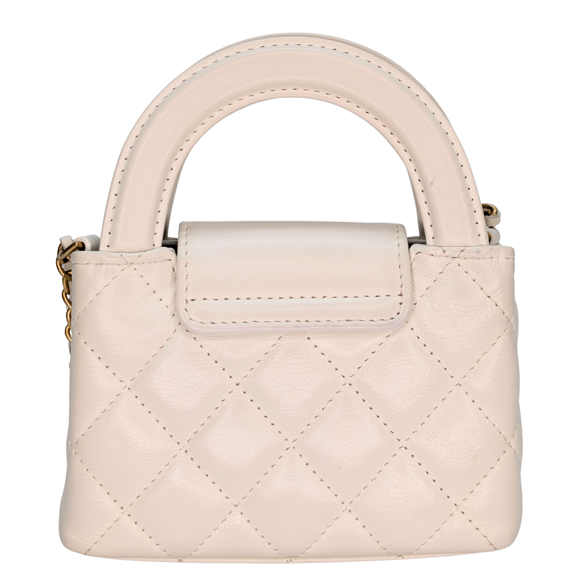 Chanel Mini Nano Kelly Shopper Tote Bag White