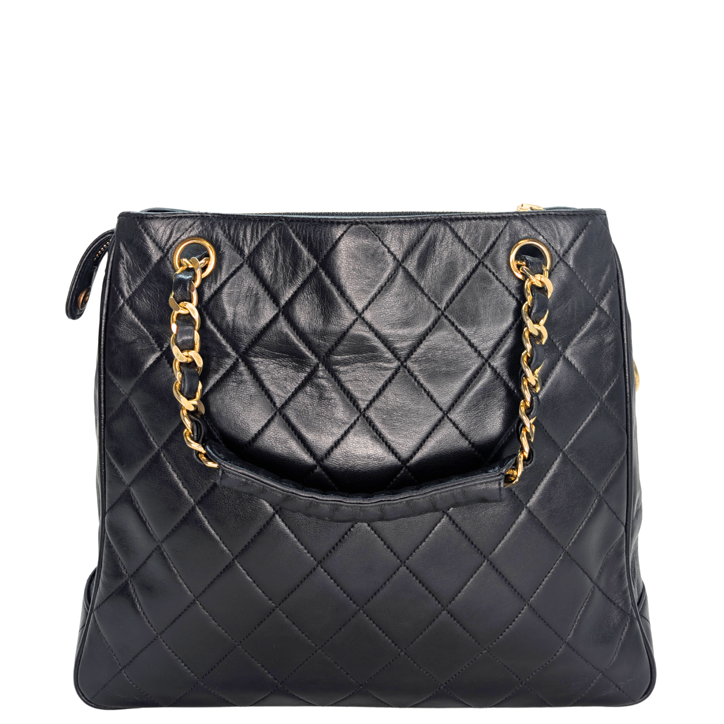 Chanel Vintage CC Metalasse Chain Tote Bag Black