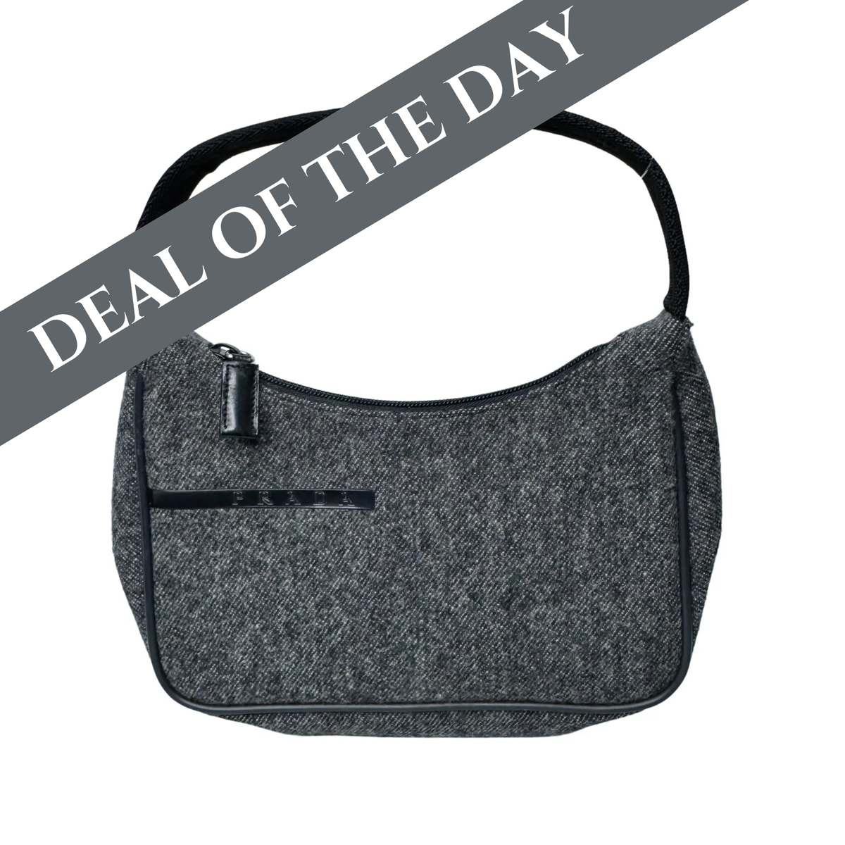 Prada SS Wool Canapa Sport Hobo Shoulder Bag Gray (DEAL OF THE DAY)
