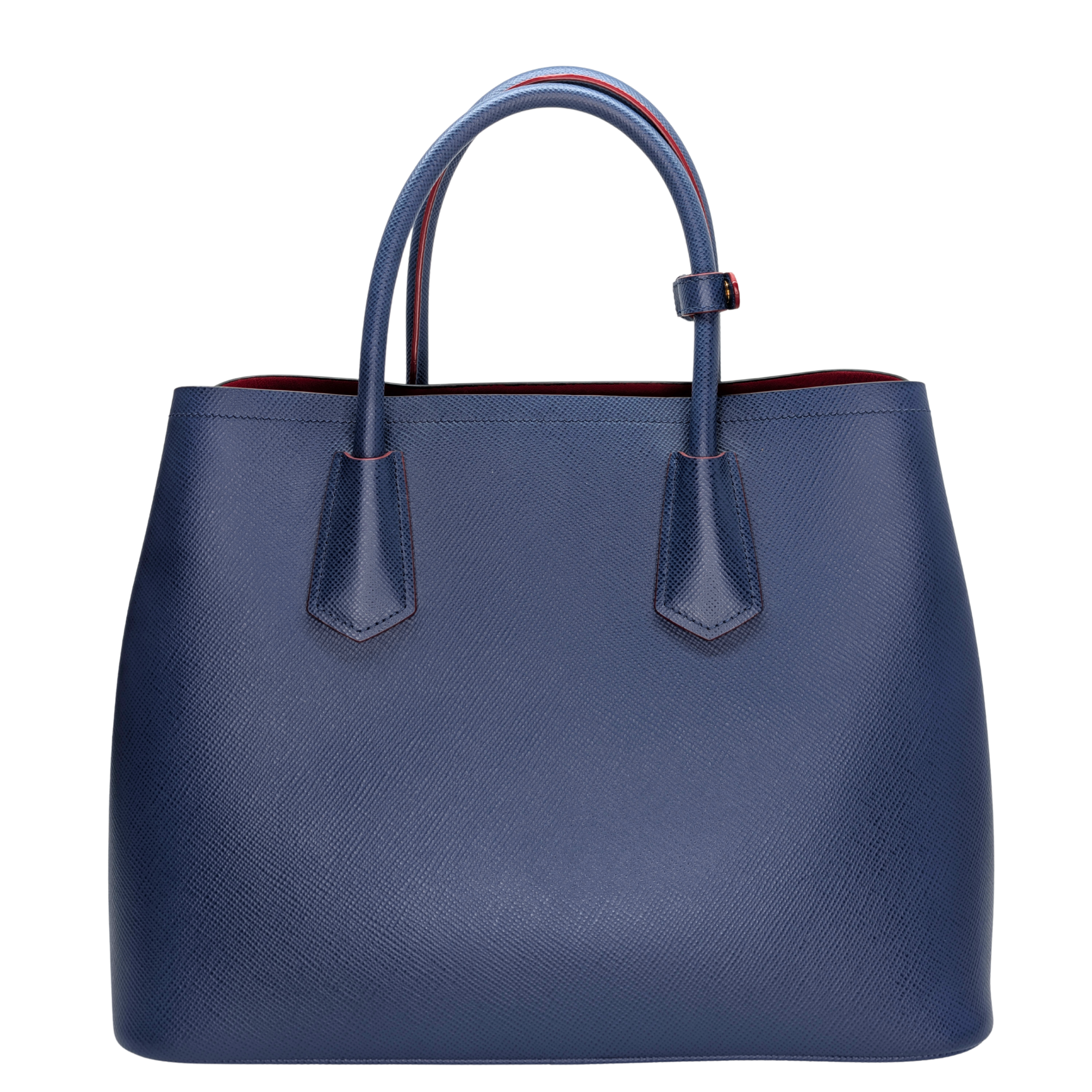 Prada Saffiano Cuir Double Bag Medium Navy
