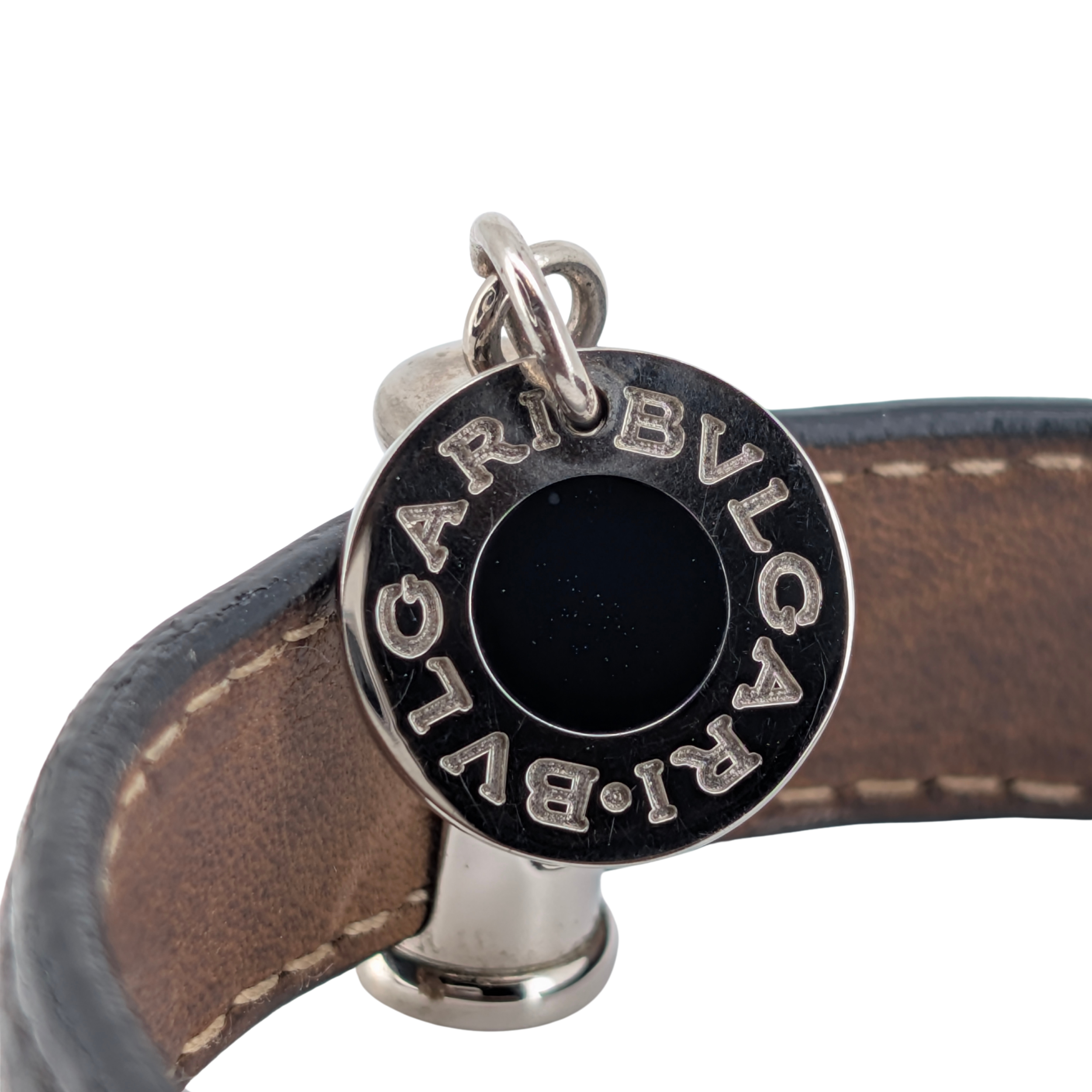 Bvlgari Leather Bangle Cuff Bracelet