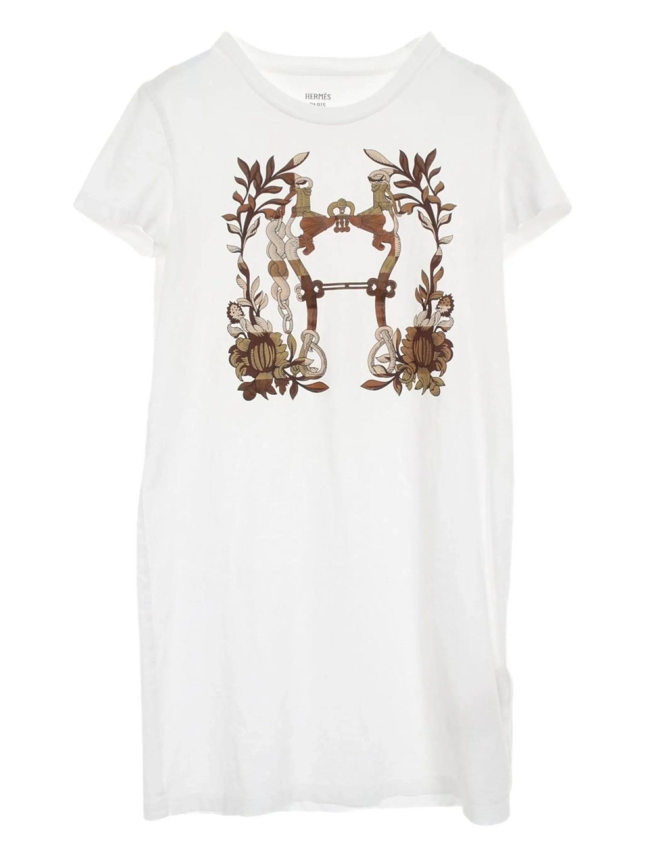 Hermes Della Cavalleria Mid T shirt Dress White 38 - Lost Designer