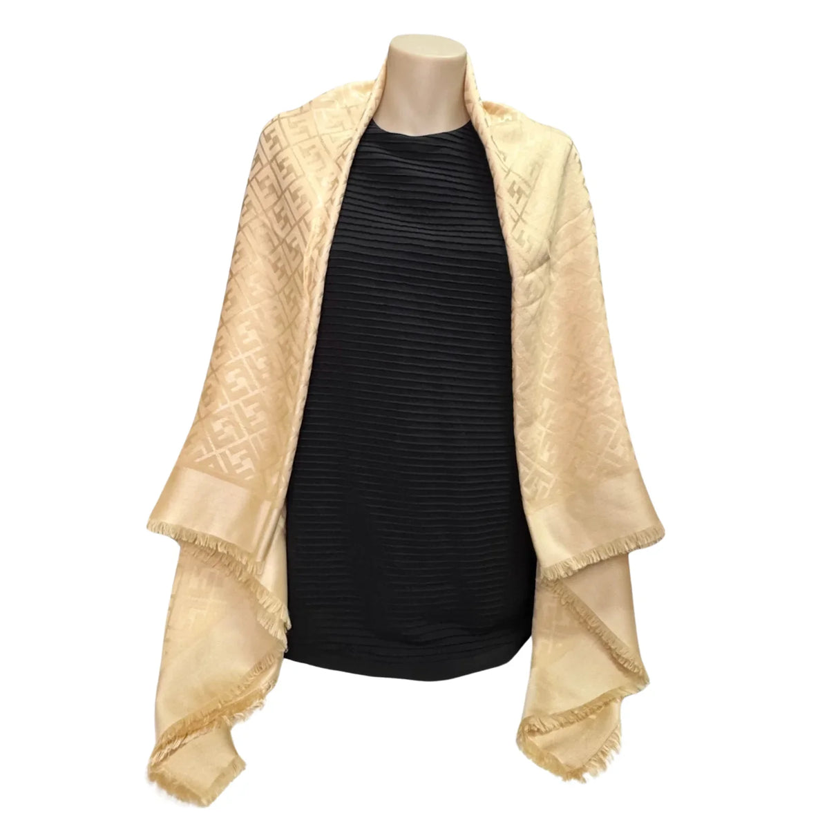 Fendi Silk Scarf Shawl Monogram Beige - Lost Designer